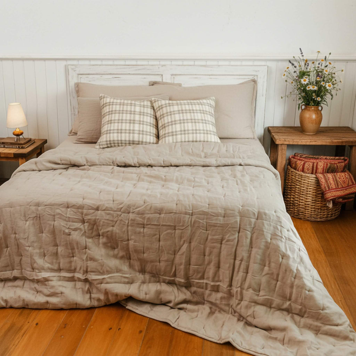 Lightweight Quilted Blanket, Linen Quilted Blanket