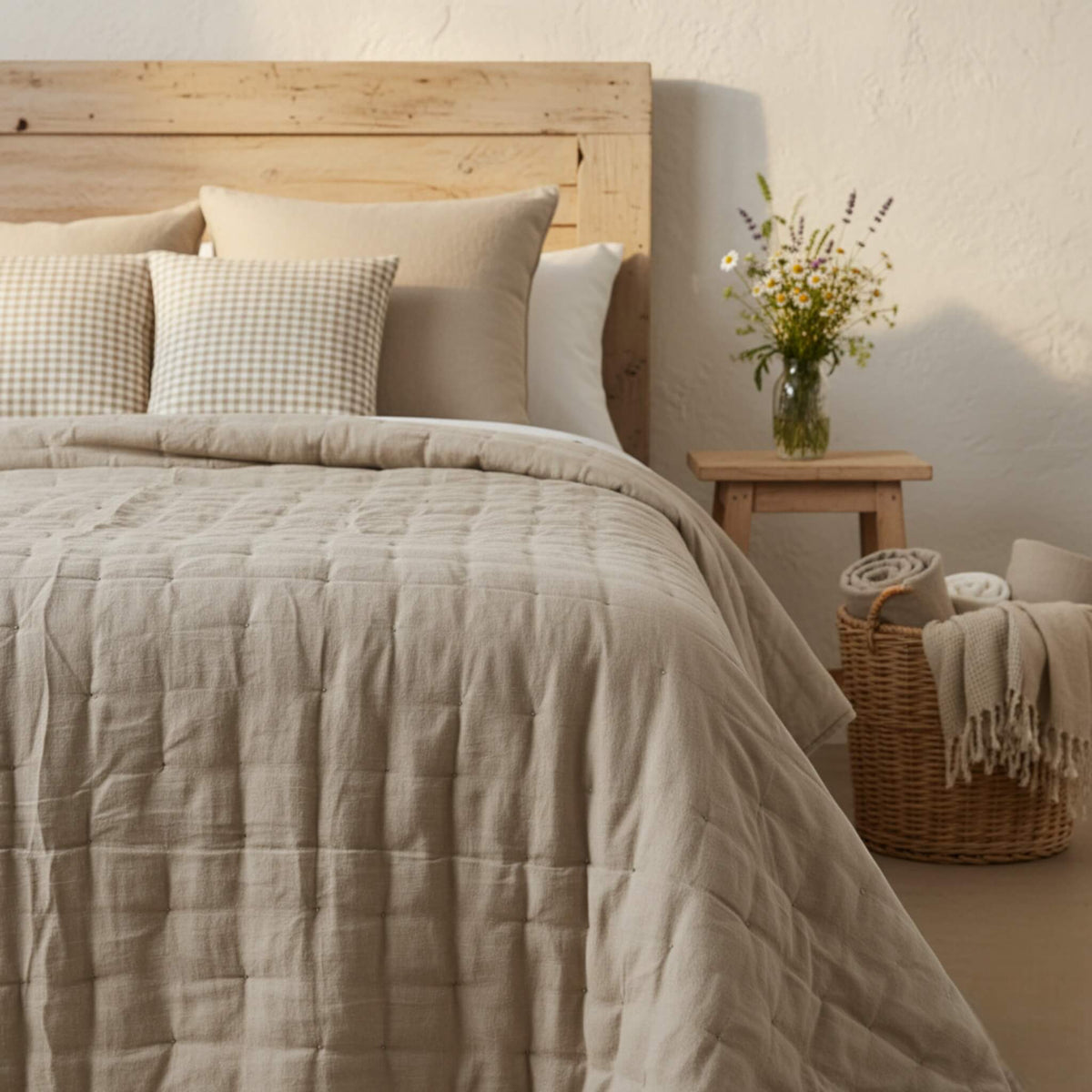 Lightweight Quilted Blanket, Linen Quilted Blanket