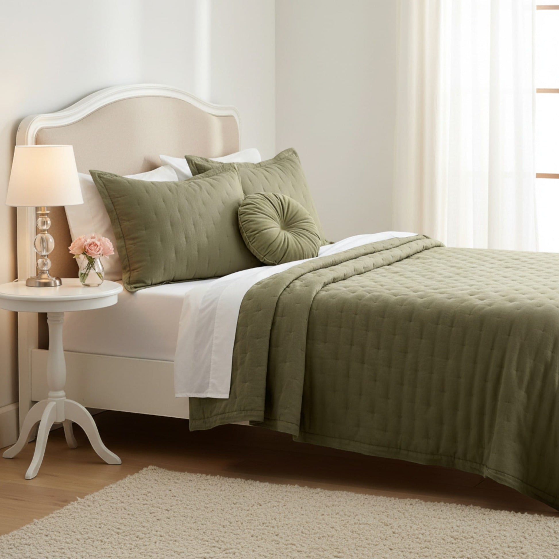 Lightweight Quilted Blanket, Nature Linen Quilted Blanket