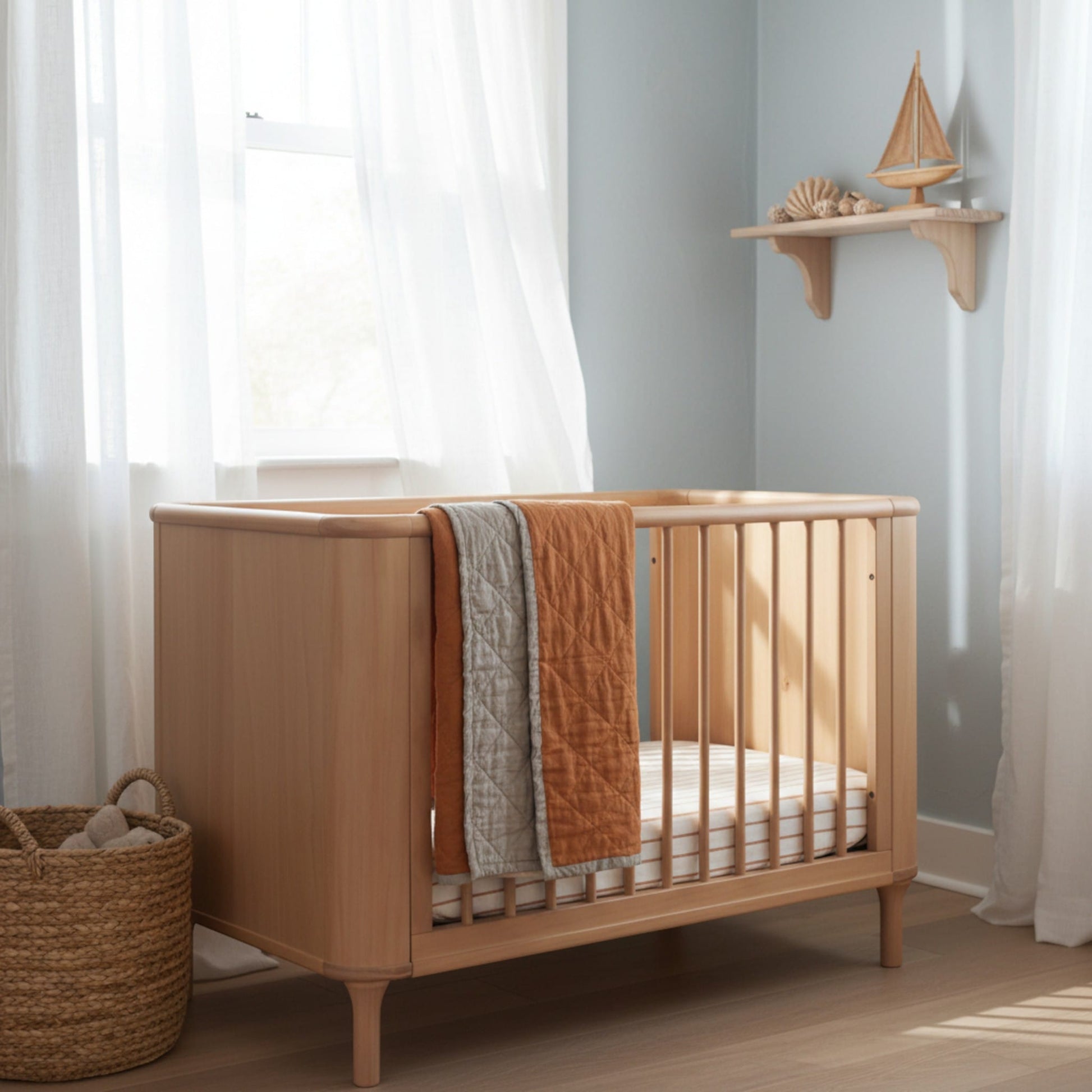 Linen Baby Blanket, Cot Bed Quilt