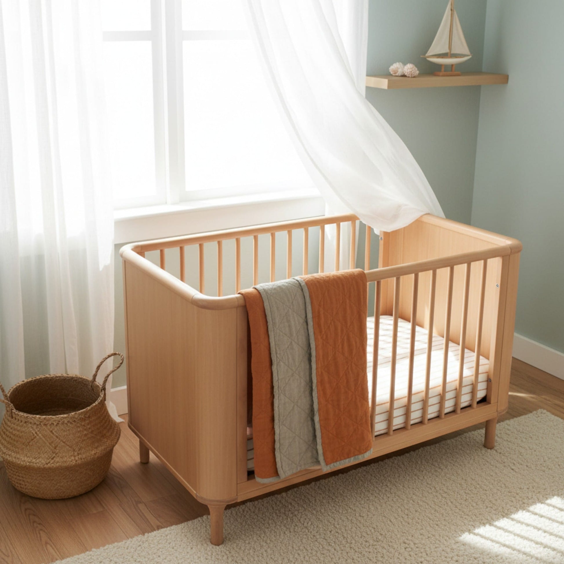 Linen Baby Blanket, Cot Bed Quilt