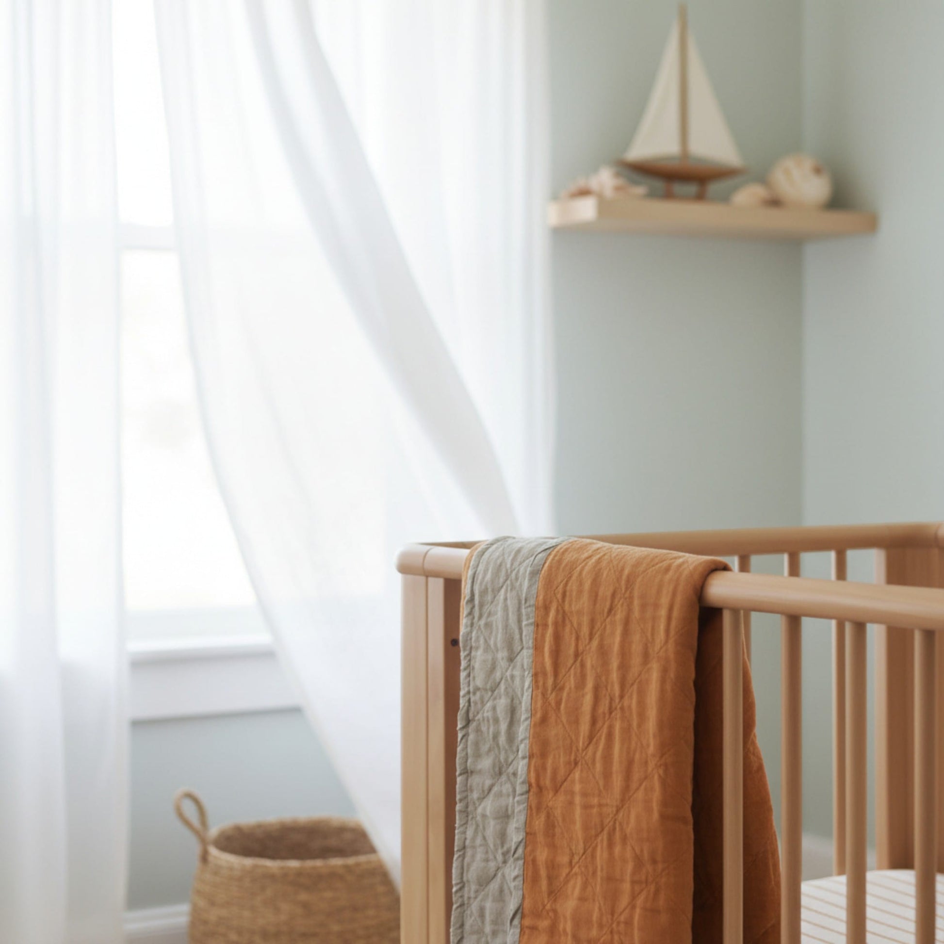 Linen Baby Blanket, Cot Bed Quilt