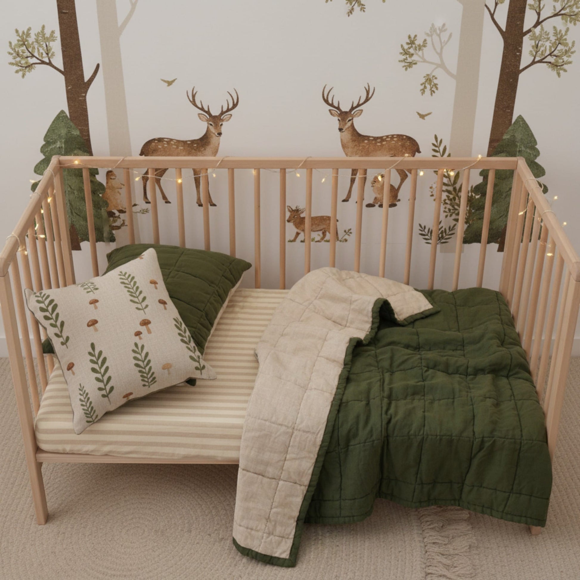 Linen Baby Blanket, Quilted Linen Cot Blanket