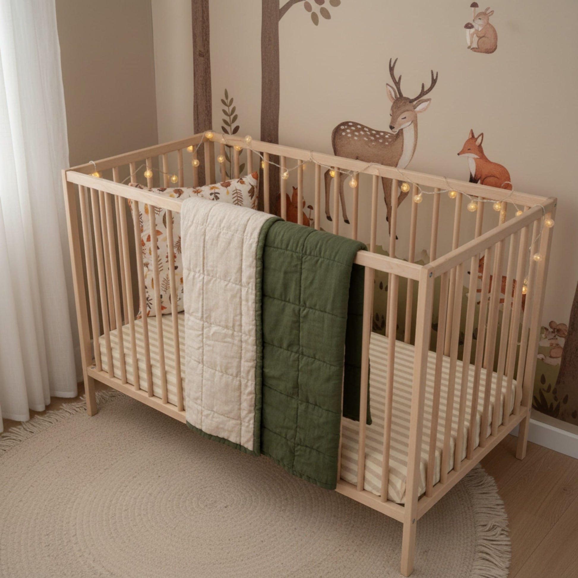 Linen Baby Blanket, Quilted Linen Cot Blanket