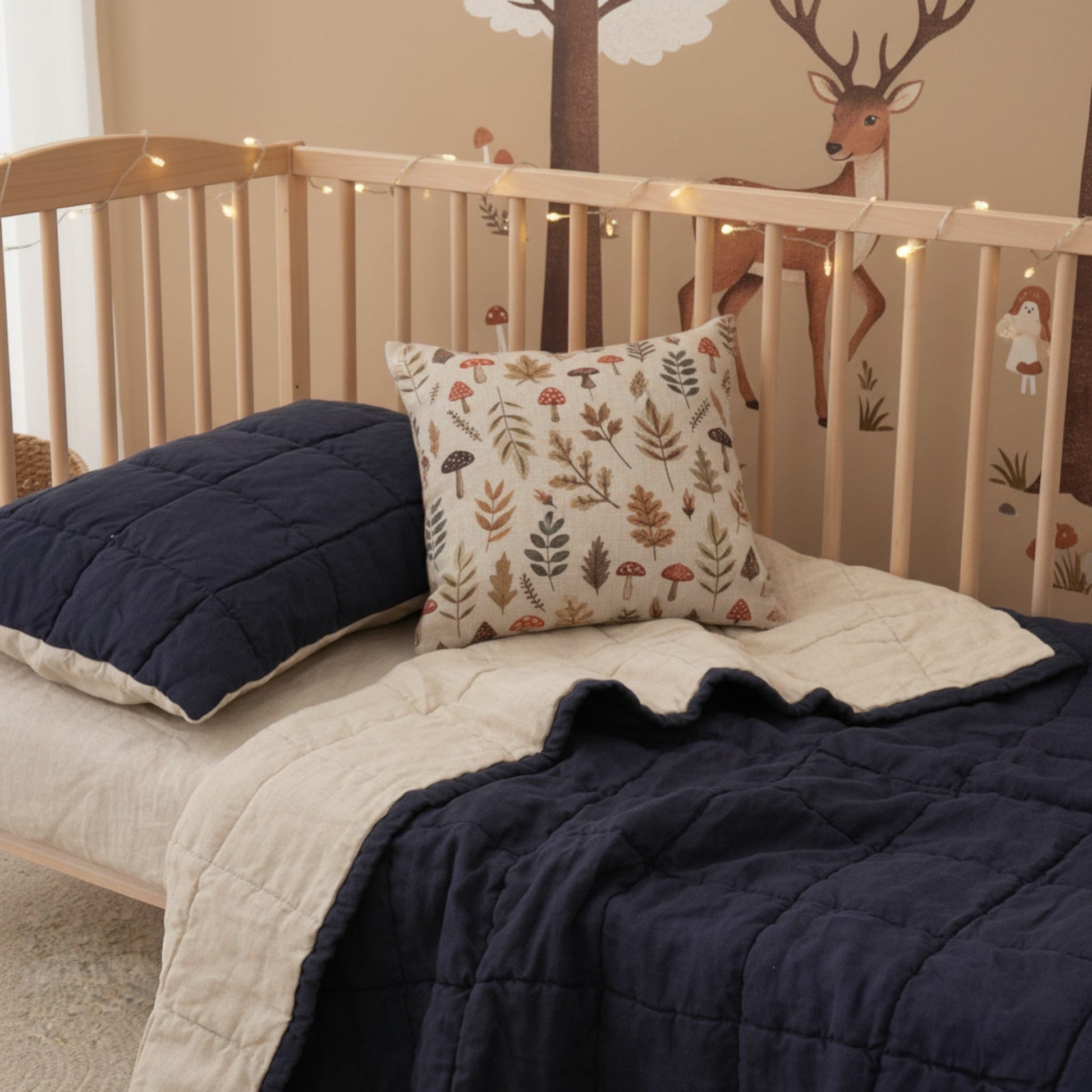 Linen Baby Blanket, Quilted Linen Cot Blanket