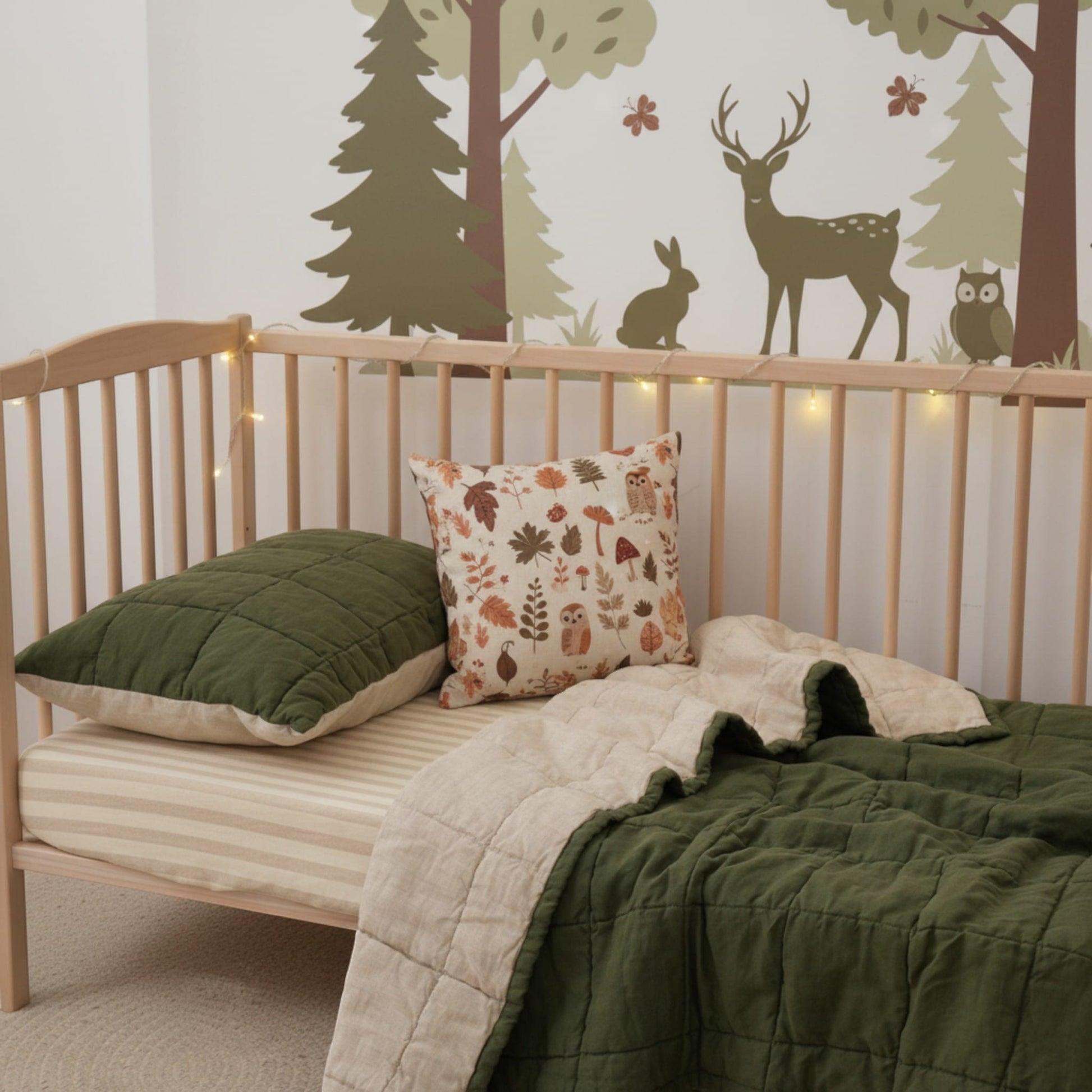 Linen Baby Blanket, Quilted Linen Cot Blanket