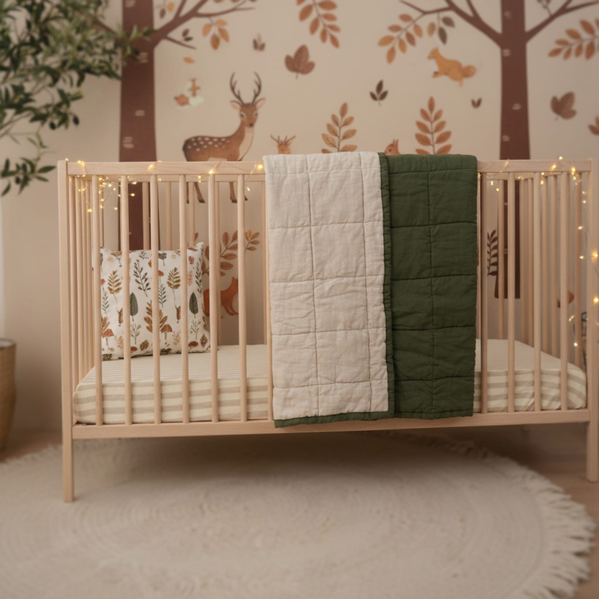 Linen Baby Blanket, Quilted Linen Cot Blanket