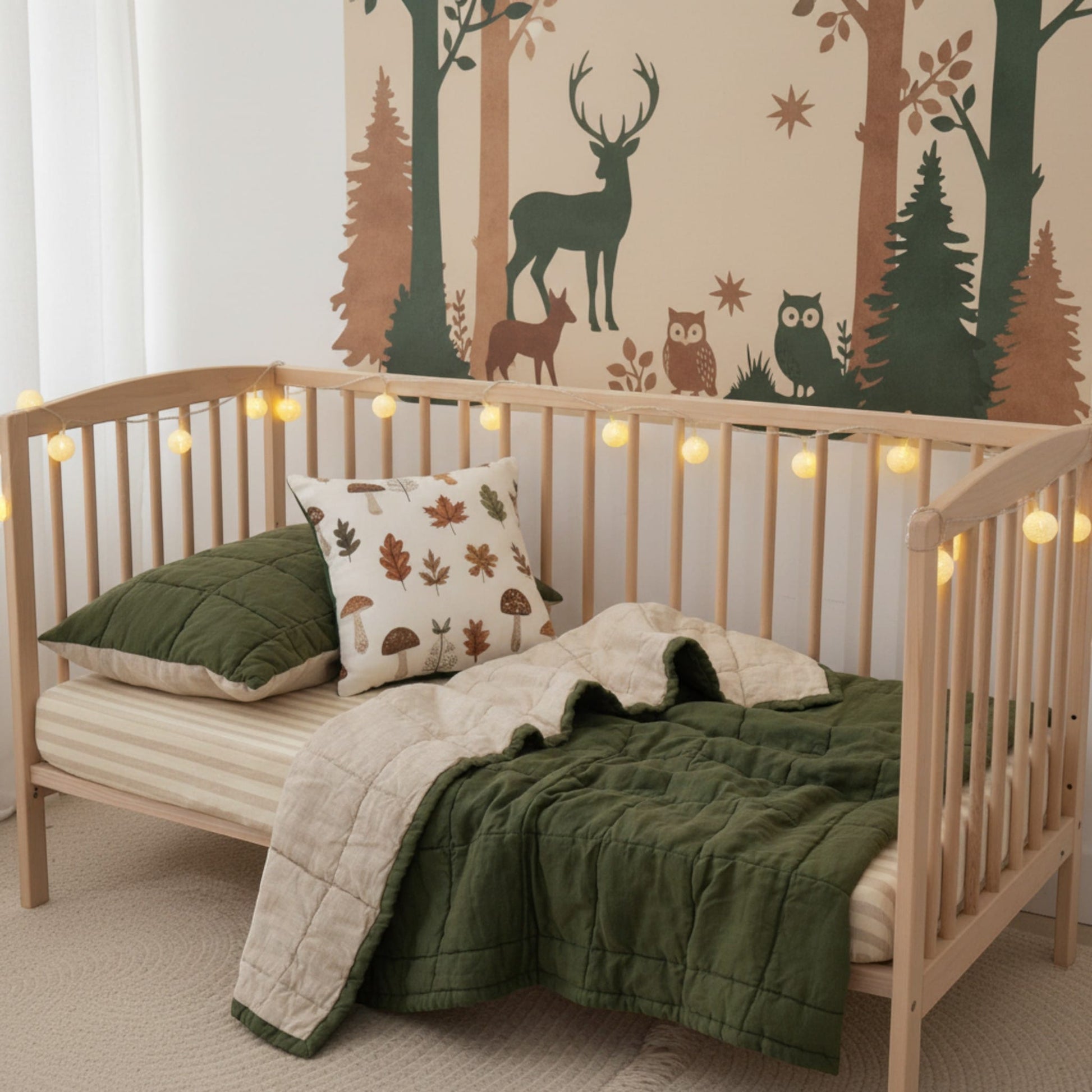 Linen Baby Blanket, Quilted Linen Cot Blanket