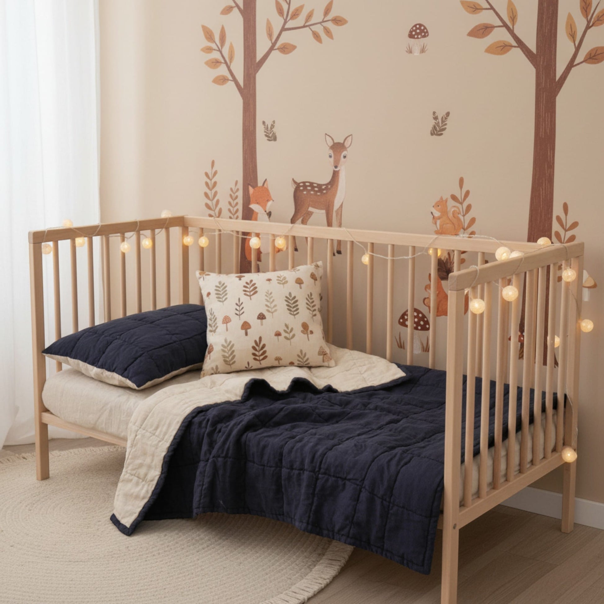 Linen Baby Blanket, Quilted Linen Cot Blanket