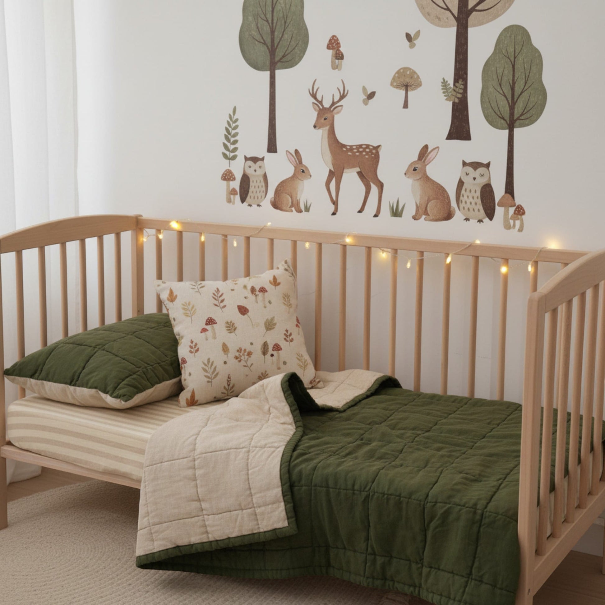 Linen Baby Blanket, Quilted Linen Cot Blanket