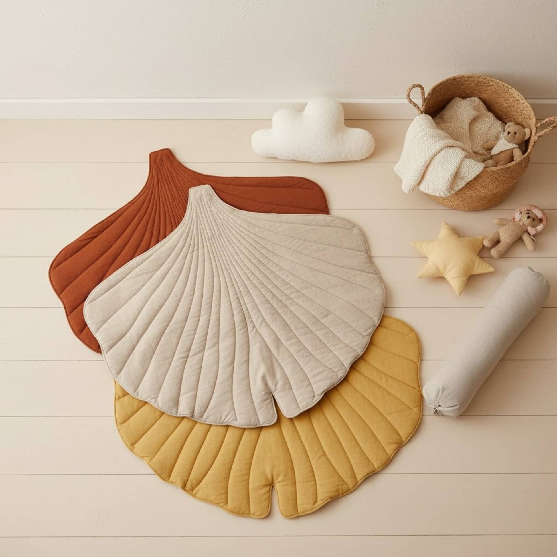 Linen Baby Play Mat, Sea Shell Kids Play Mat
