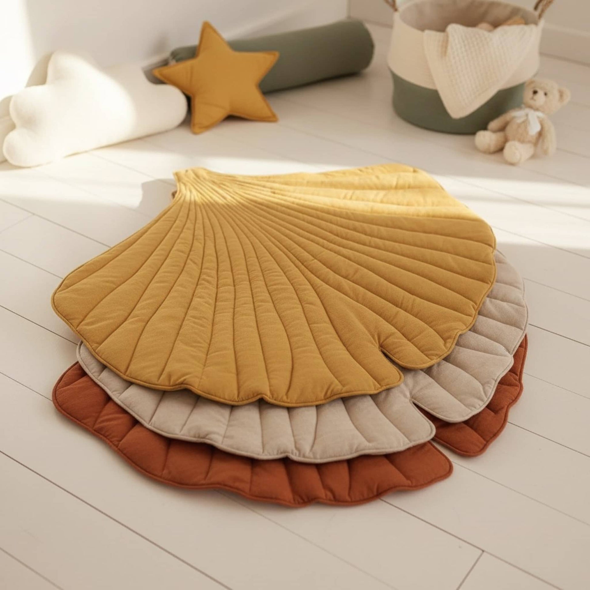 Linen Baby Play Mat, Sea Shell Kids Play Mat