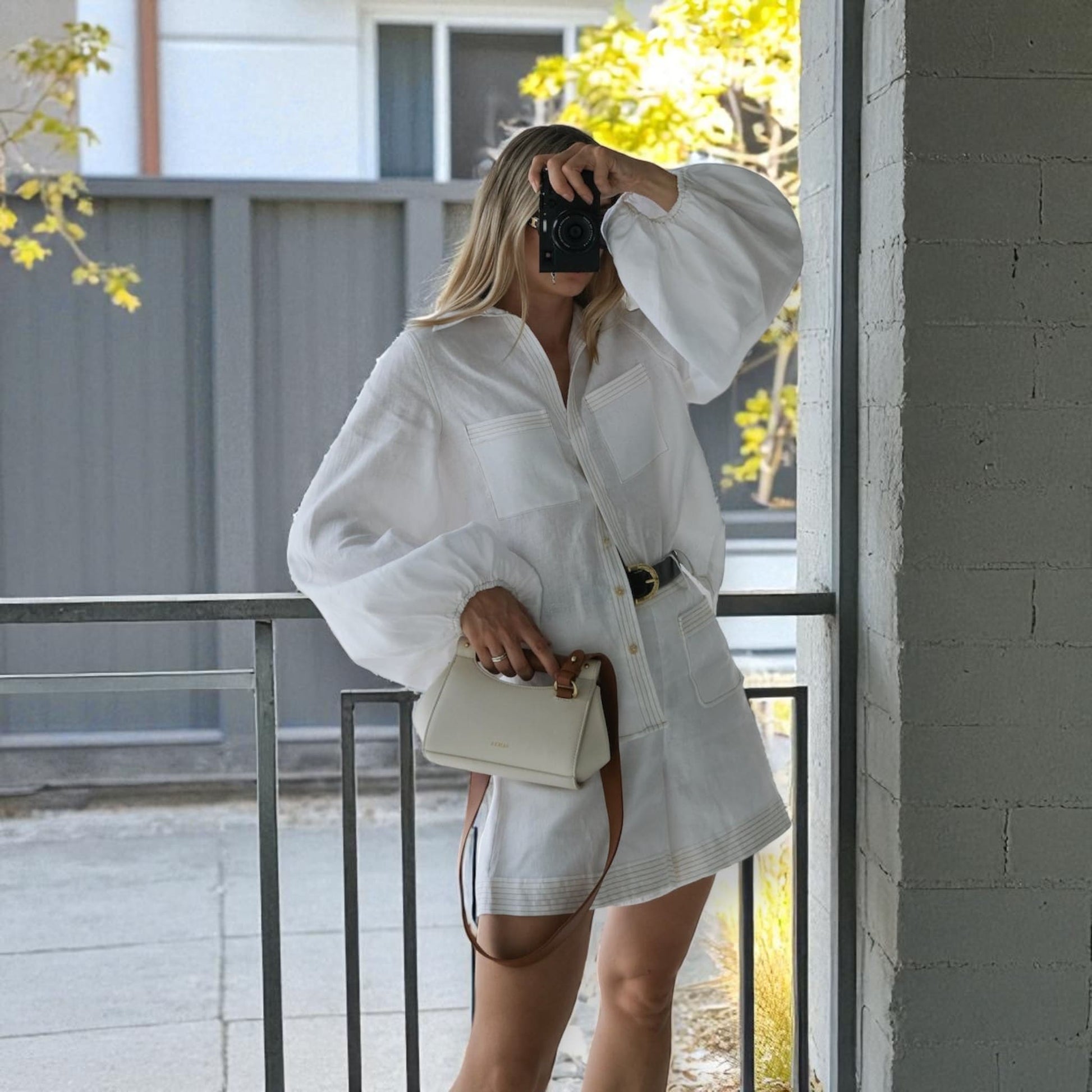 Linen Balloon Sleeve Shirt, Long Sleeve Linen Shirt