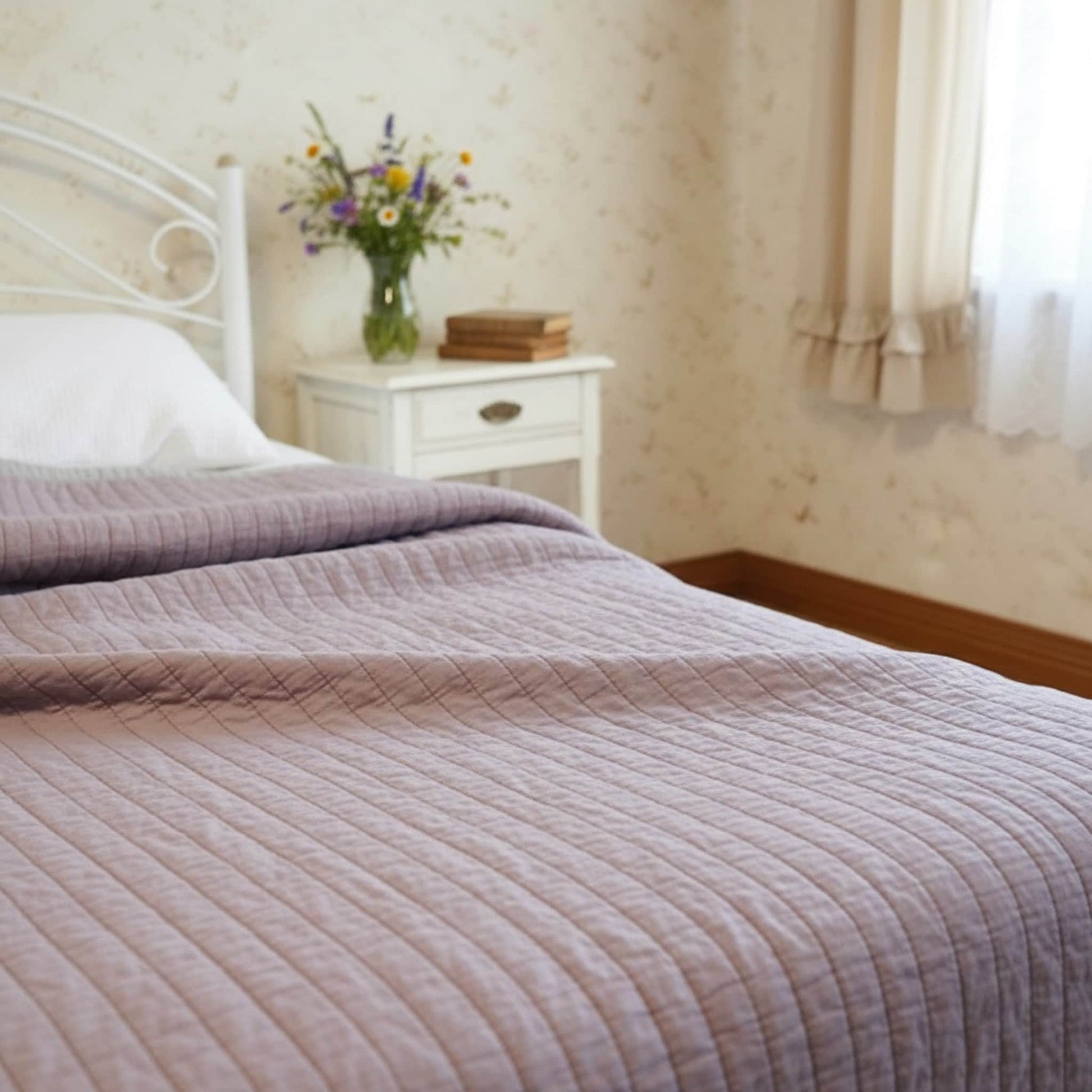 Linen Bed Blanket, Linen Bedspread Quilt