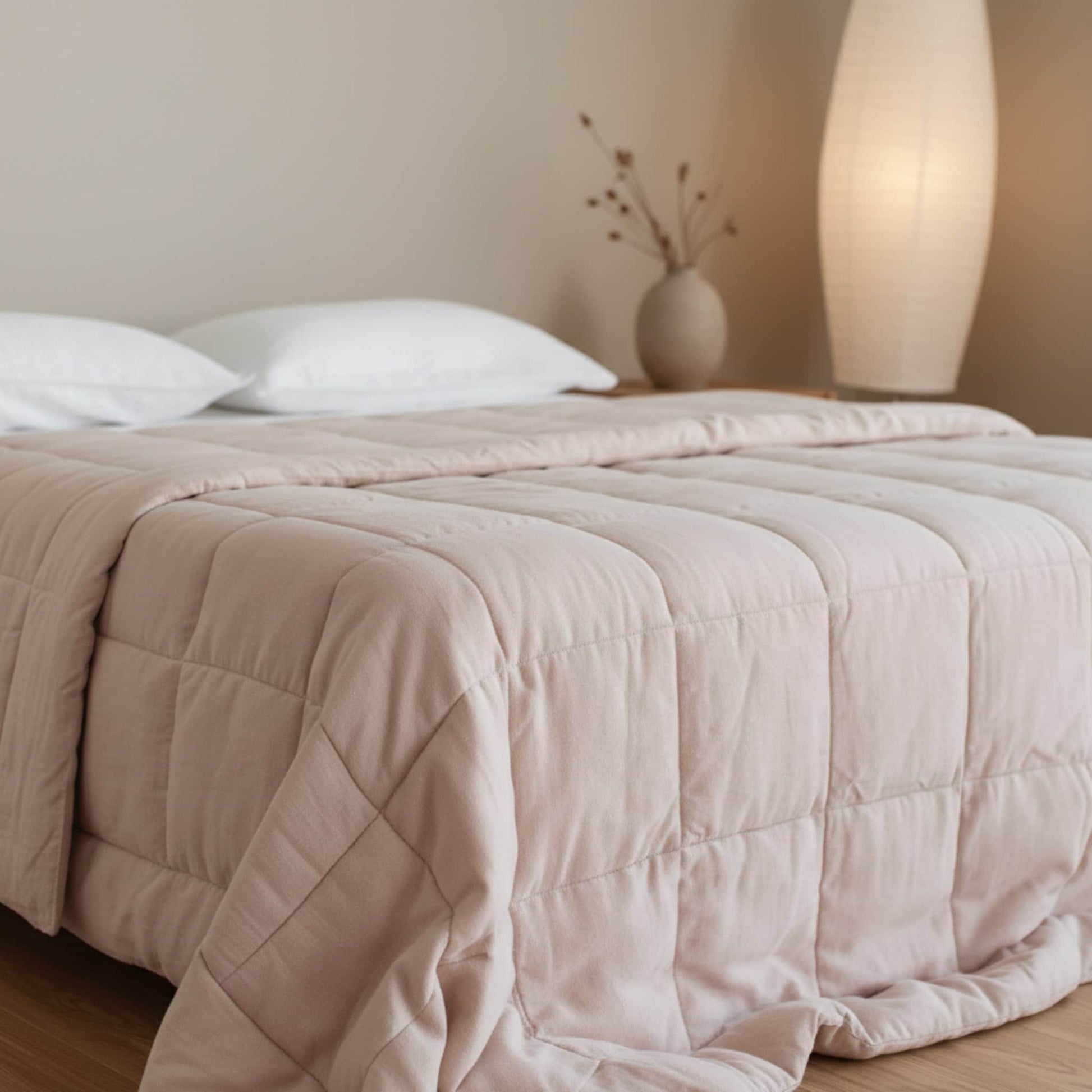 Linen Bed Blanket, Linen Box Quilt