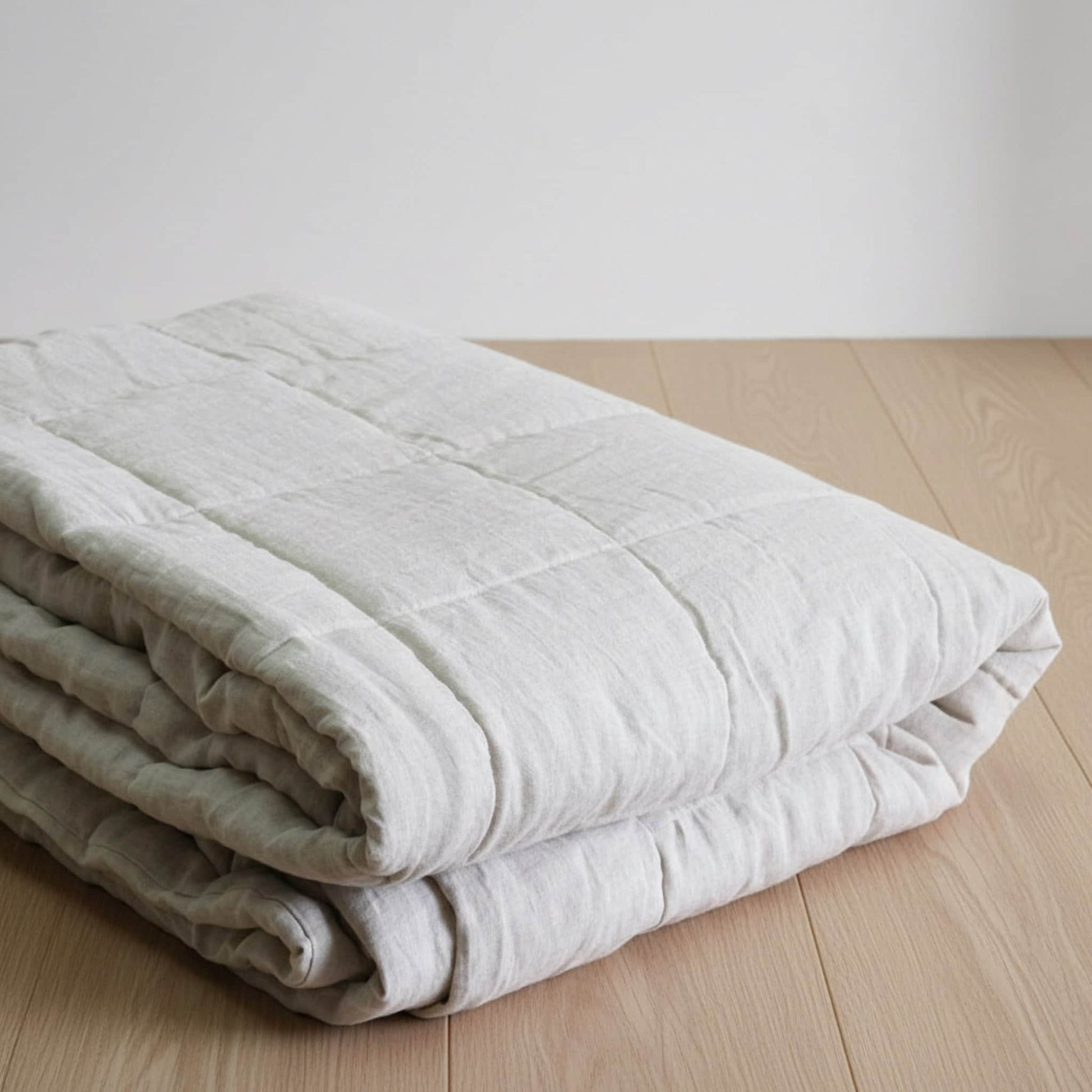 Linen Bed Blanket, Linen Box Quilt