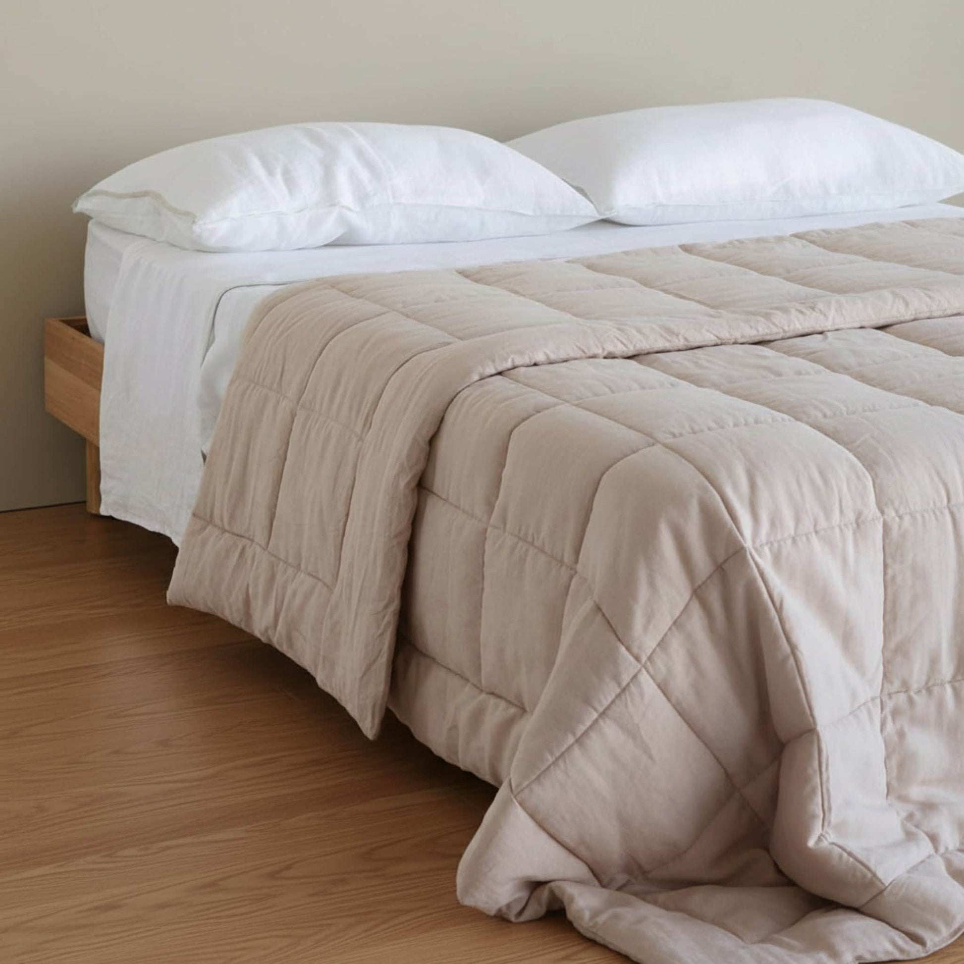 Linen Bed Blanket, Linen Box Quilt