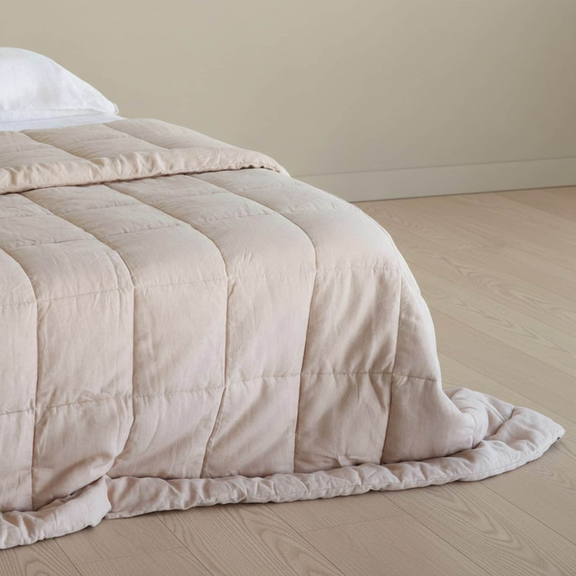 Linen Bed Blanket, Linen Box Quilt