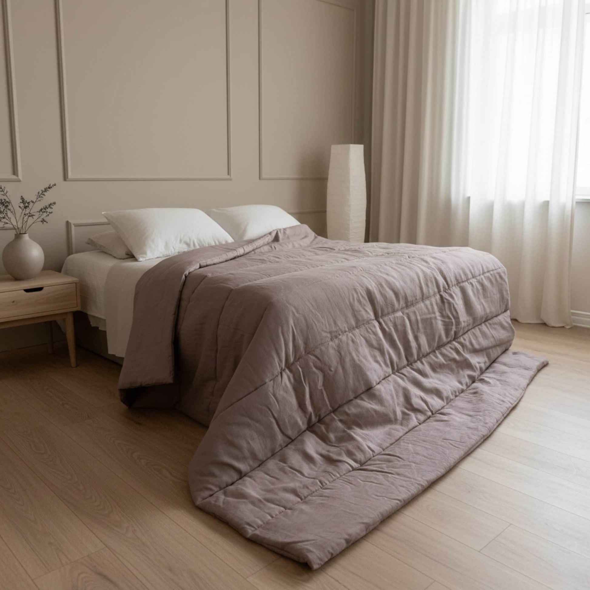 Linen Bed Blanket, Linen Quilted Blanket