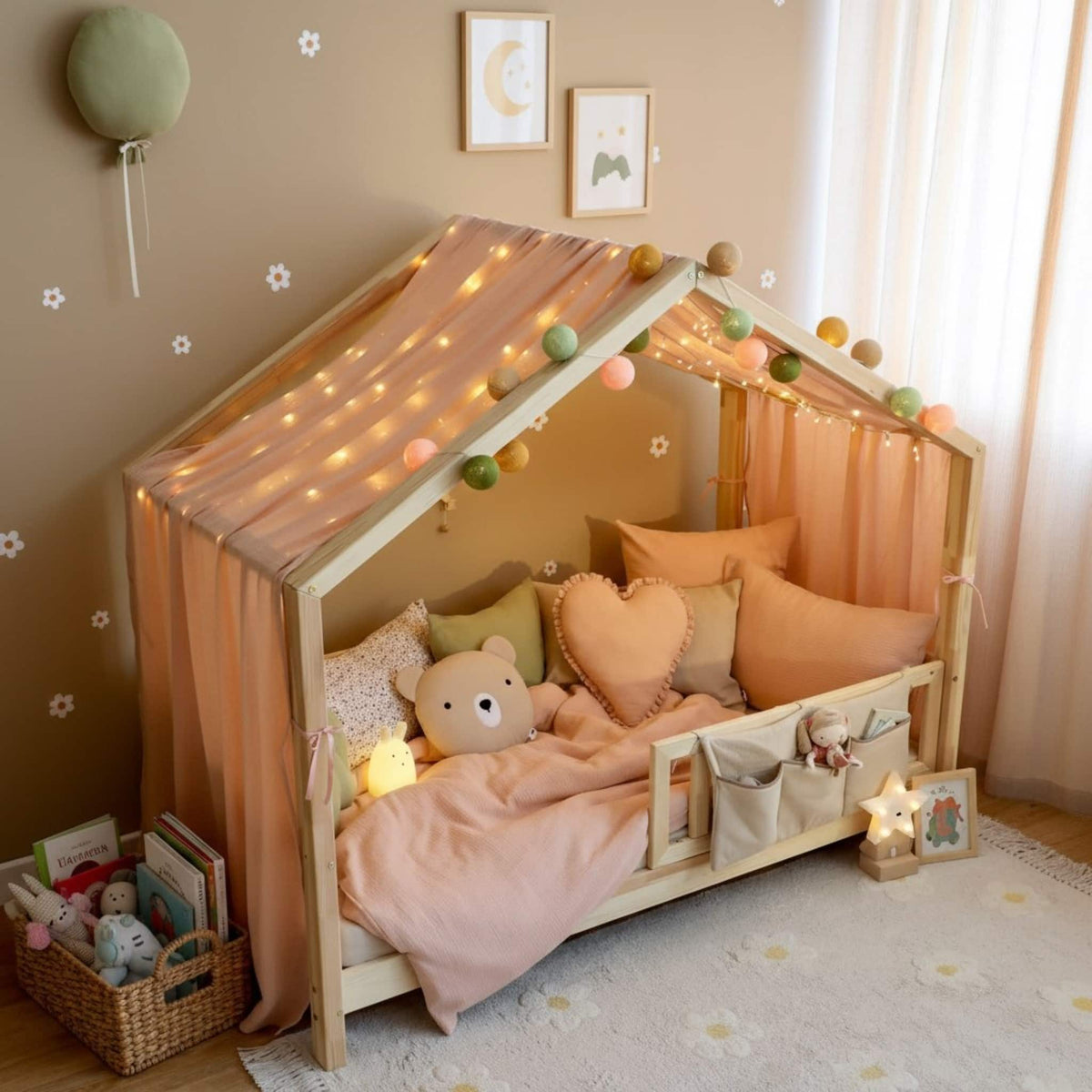 Linen Bed Canopy Curtains, Linen Bed Canopy
