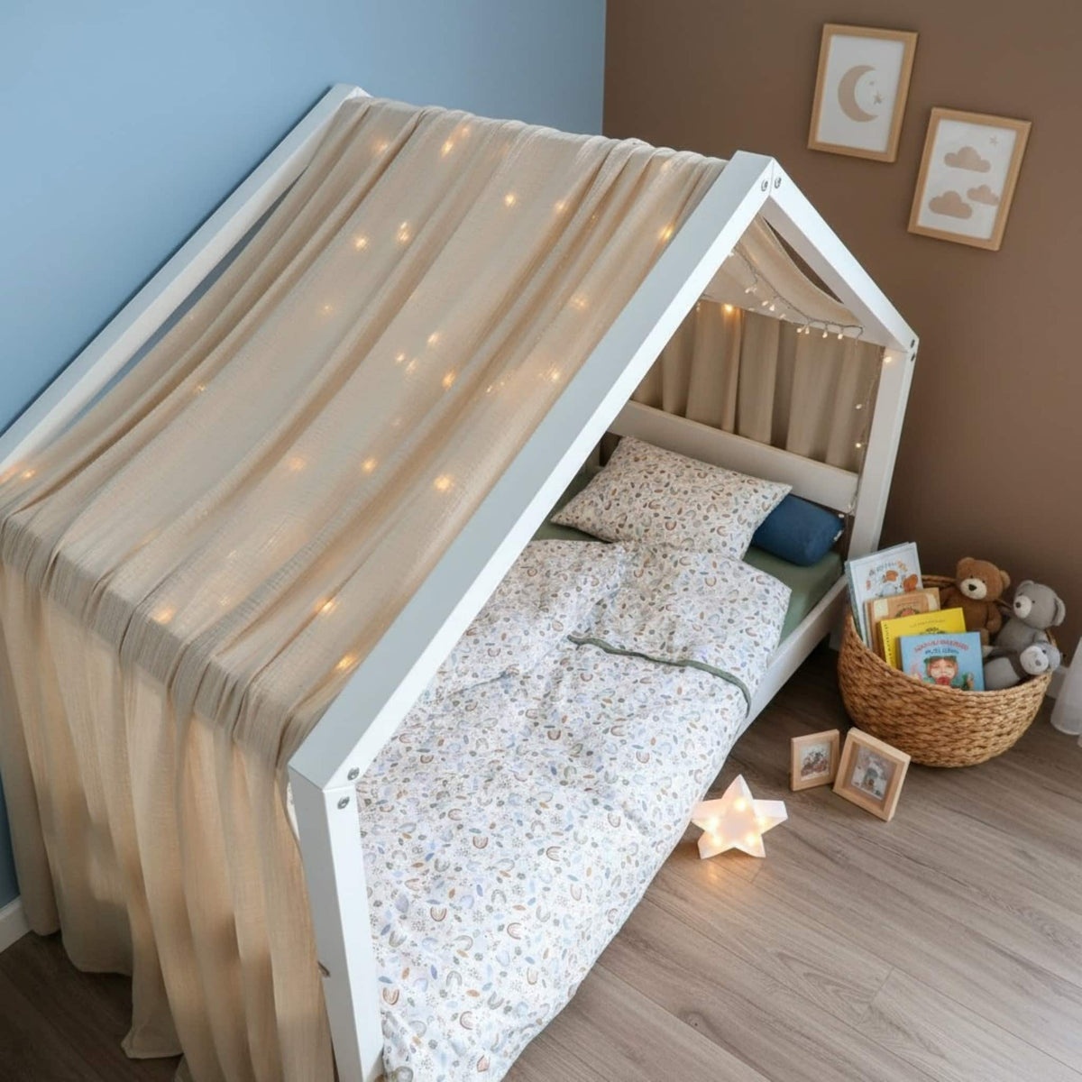 Linen Bed Canopy Curtains, Linen Bed Canopy