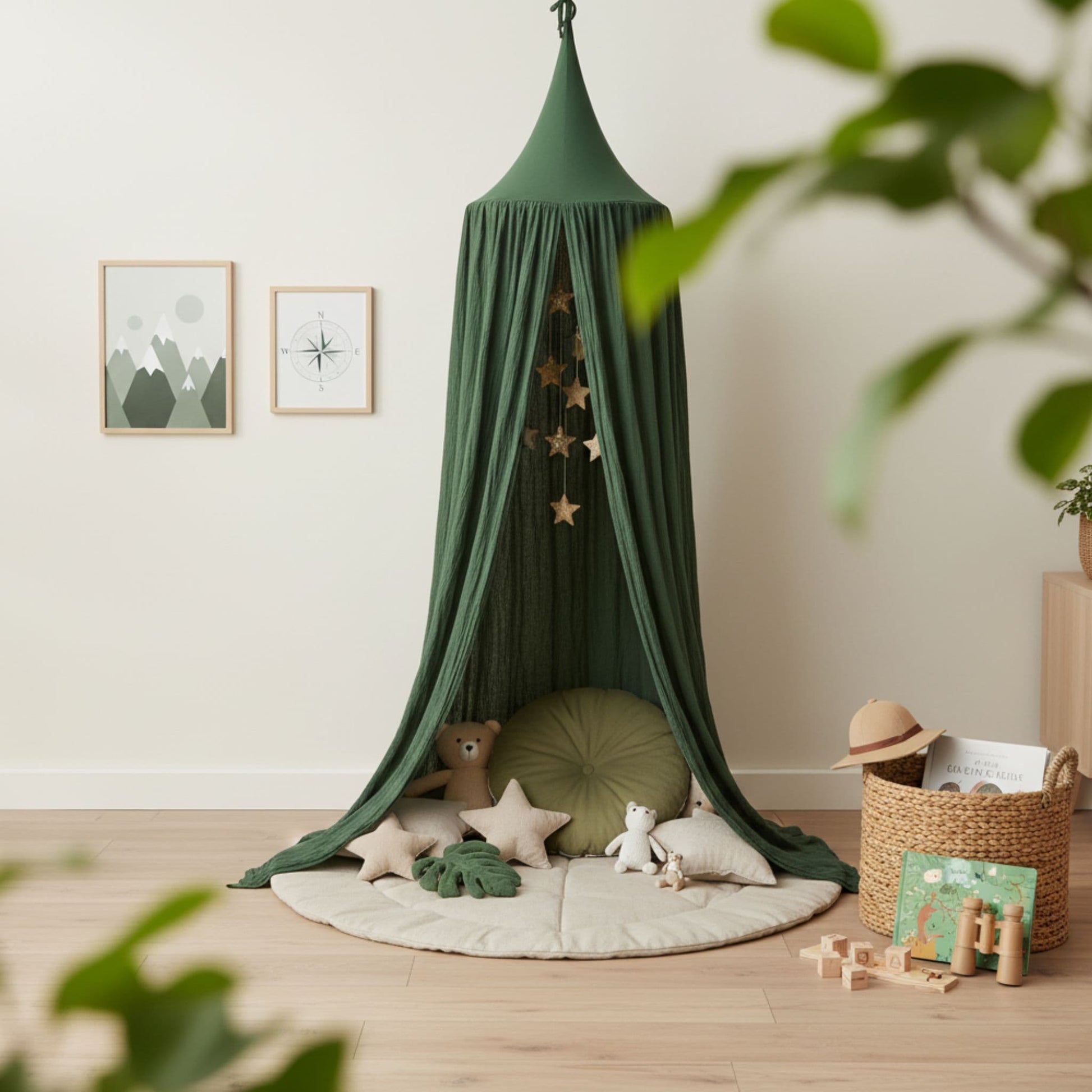 Linen Bed Canopy, Green Linen Canopy