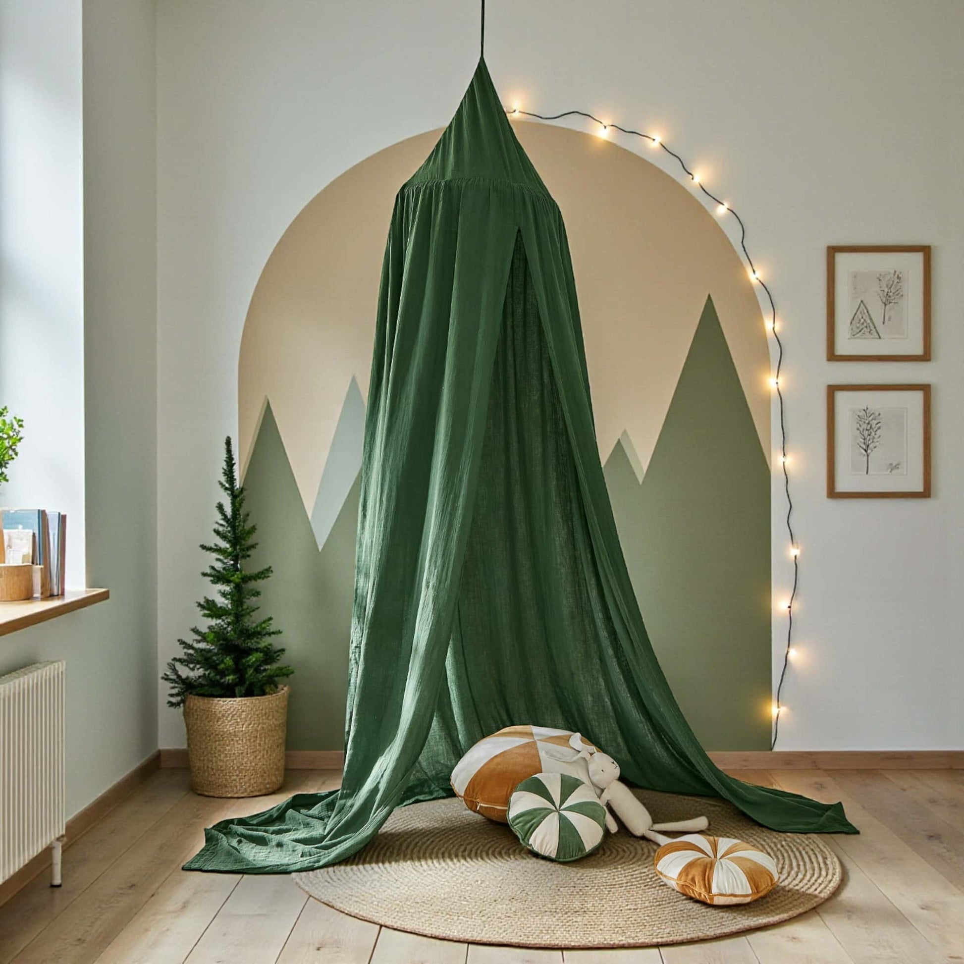Linen Bed Canopy, Green Linen Canopy