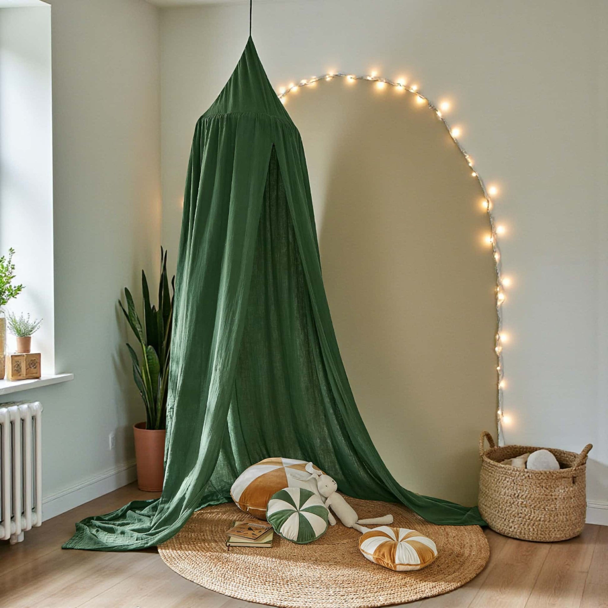 Linen Bed Canopy, Green Linen Canopy