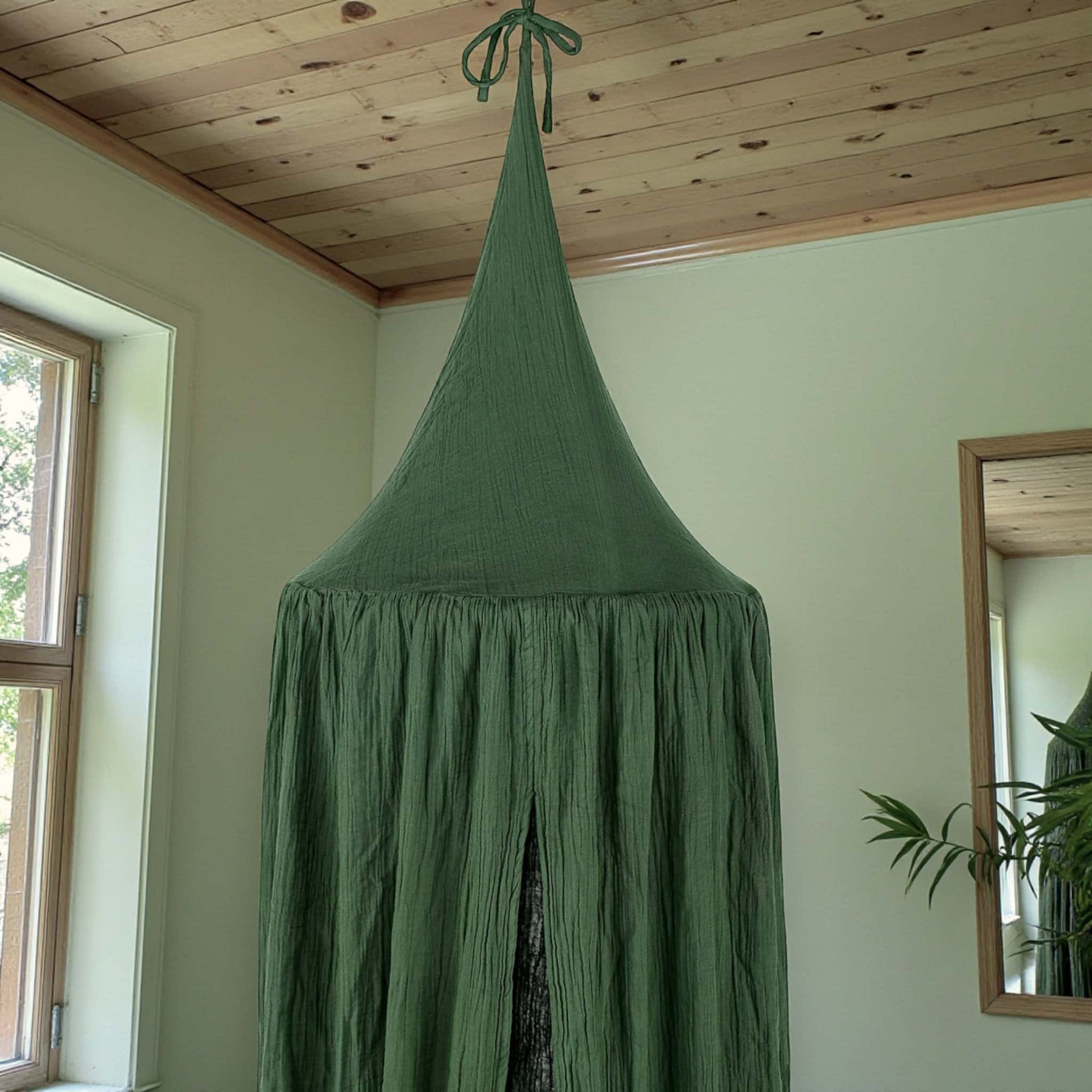 Linen Bed Canopy, Green Linen Canopy