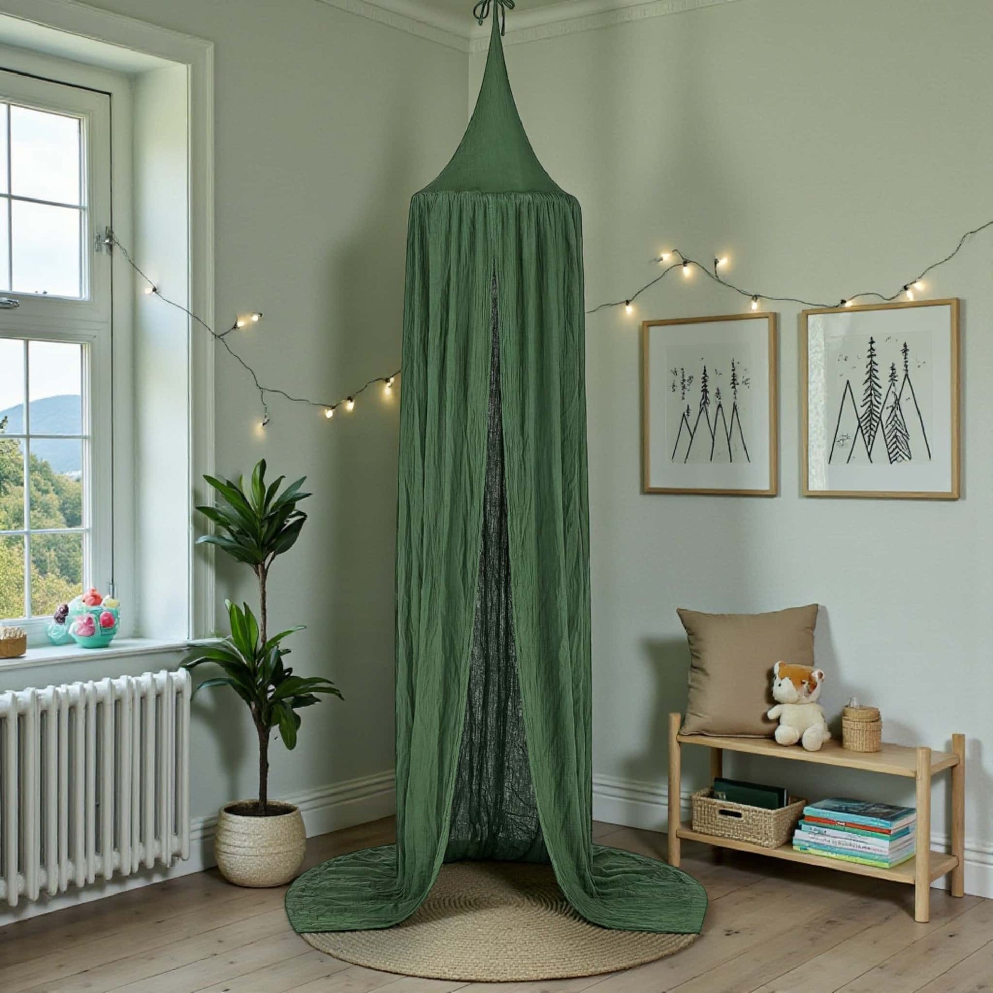 Linen Bed Canopy, Green Linen Canopy