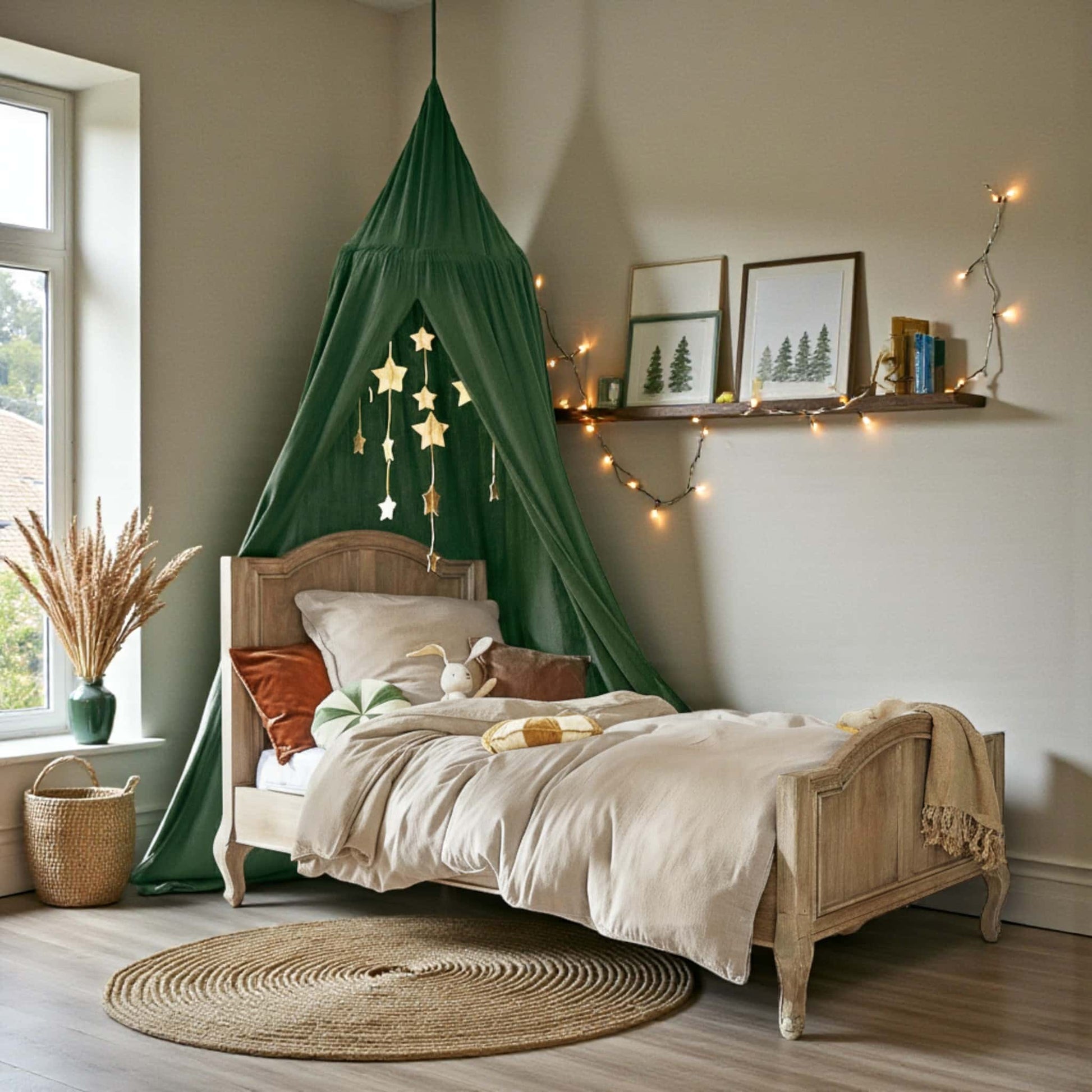 Linen Bed Canopy, Green Linen Canopy