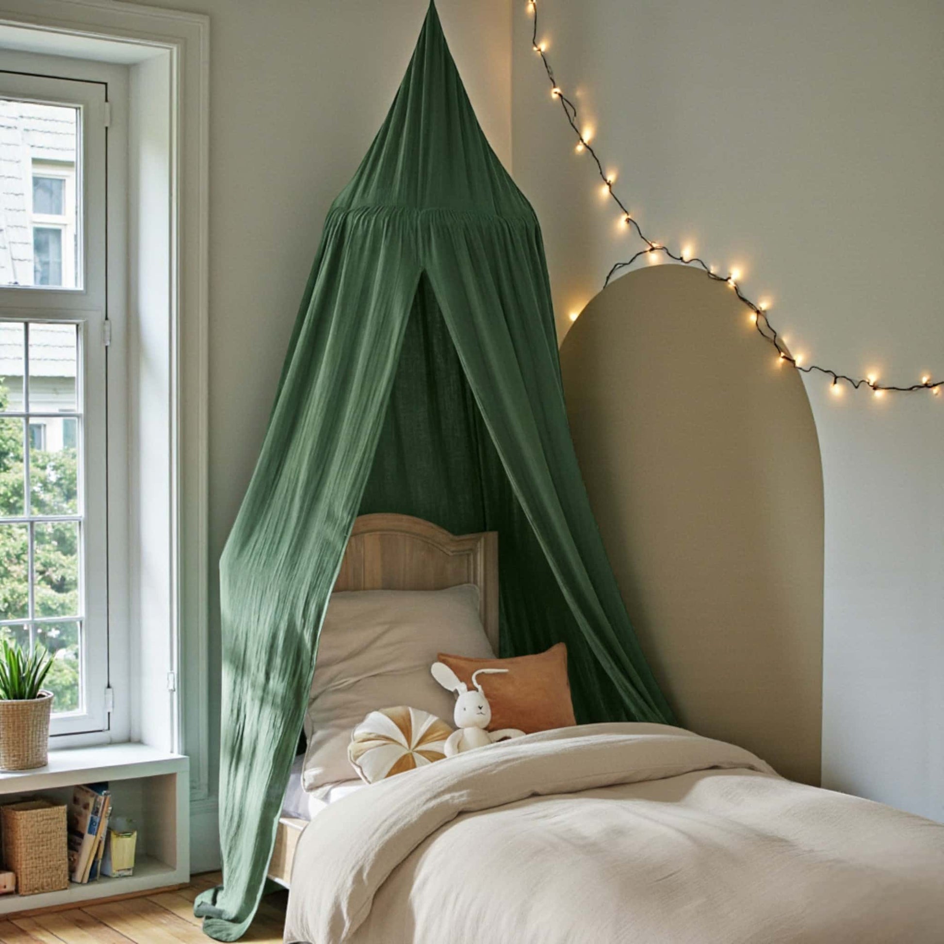 Linen Bed Canopy, Green Linen Canopy