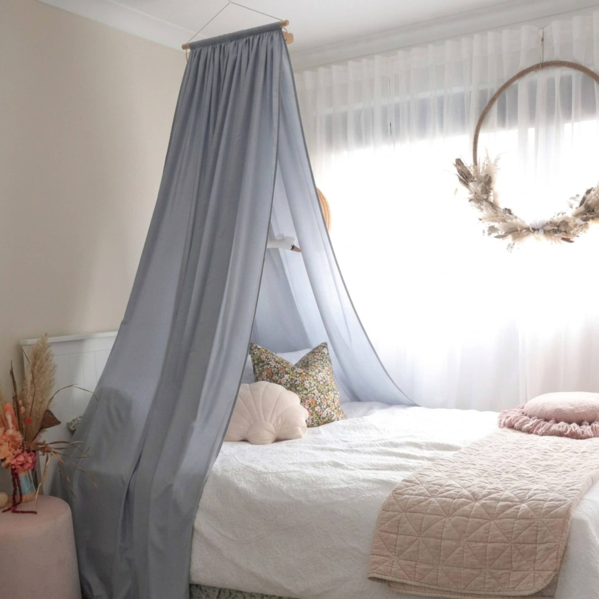 Linen Bed Canopy, Hanging Linen Canopy