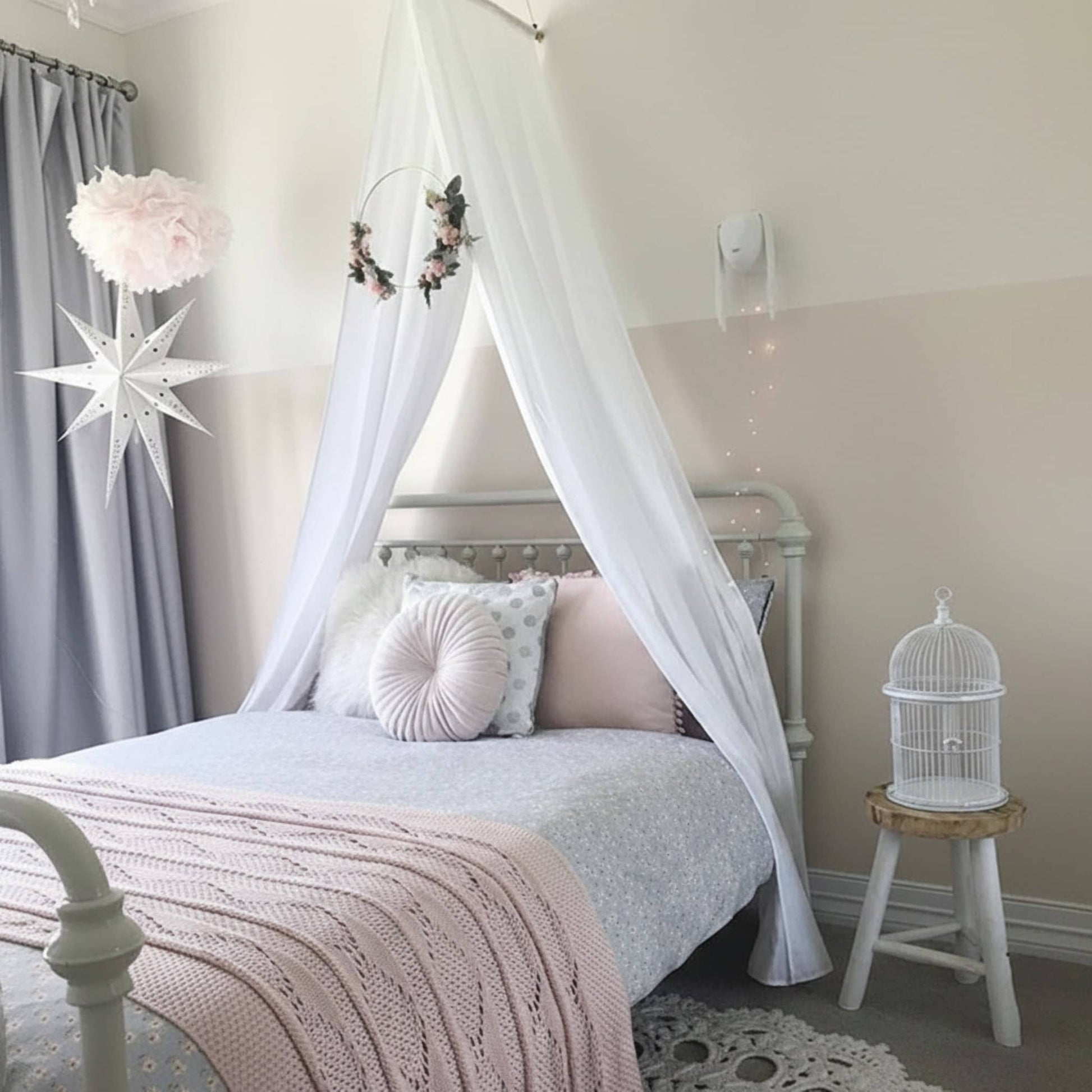 Linen Bed Canopy, Hanging Linen Canopy