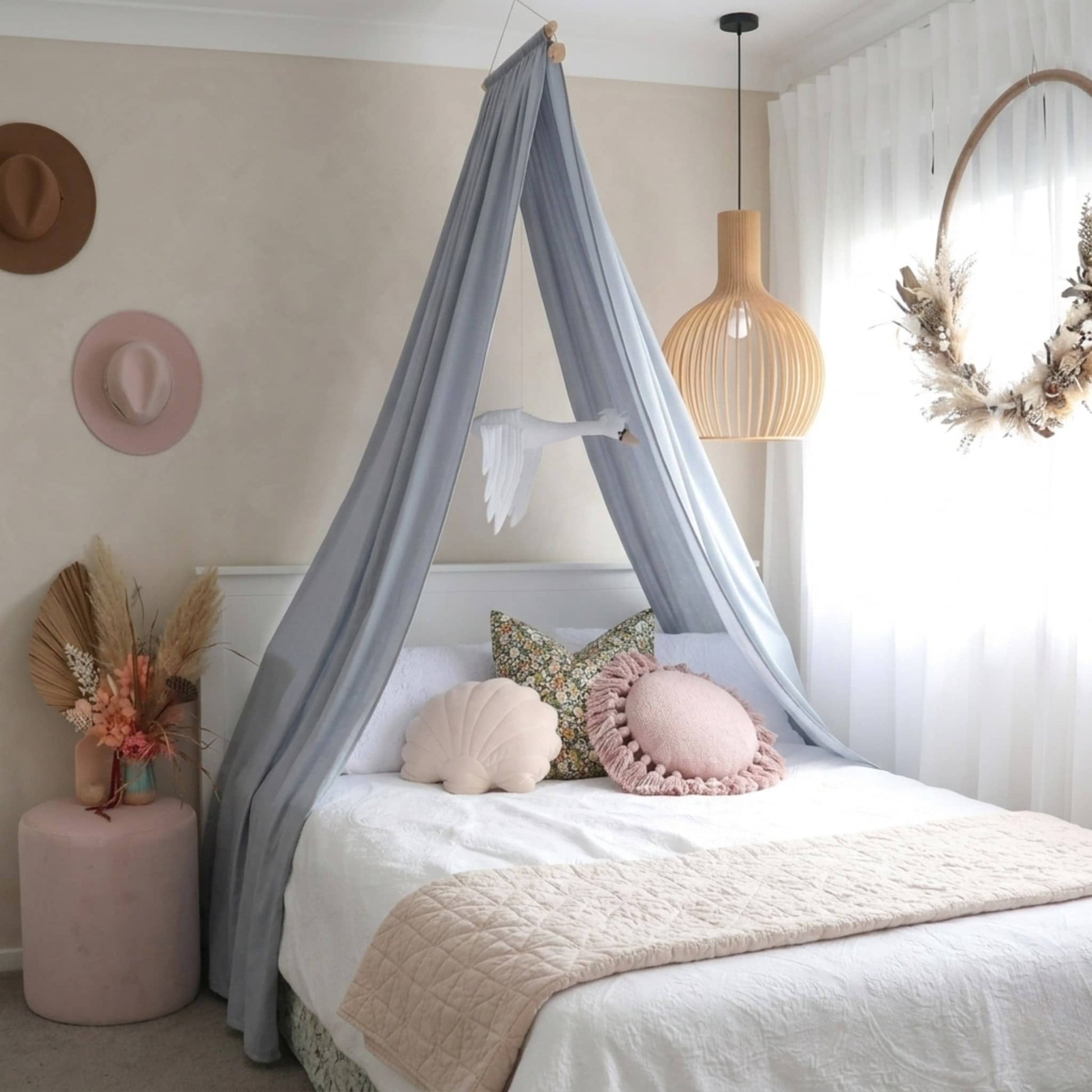 Linen Bed Canopy, Hanging Linen Canopy