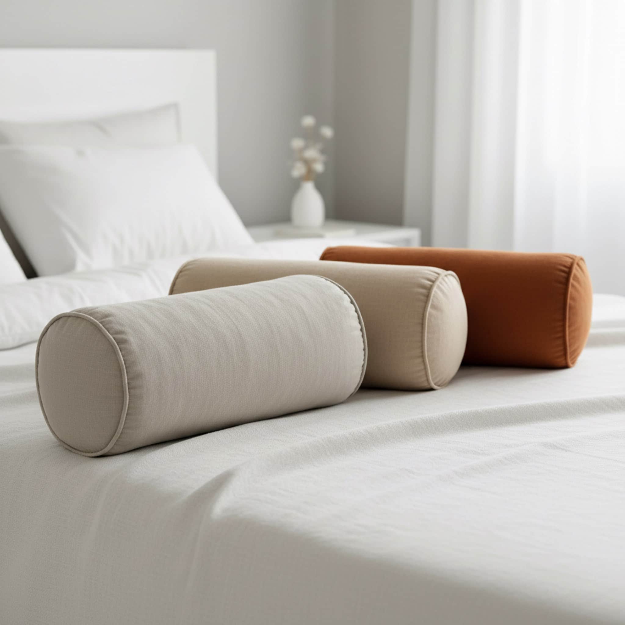 Linen Bolster Pillow Cover With Zipper, Bolster Pillow Cover