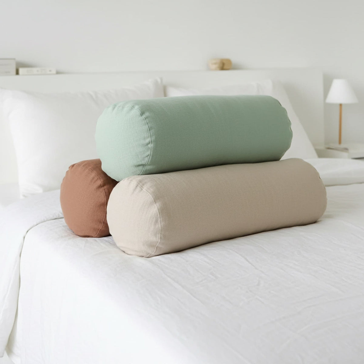 Linen Bolster Pillow Cover With Zipper, Linen Bolster Cover