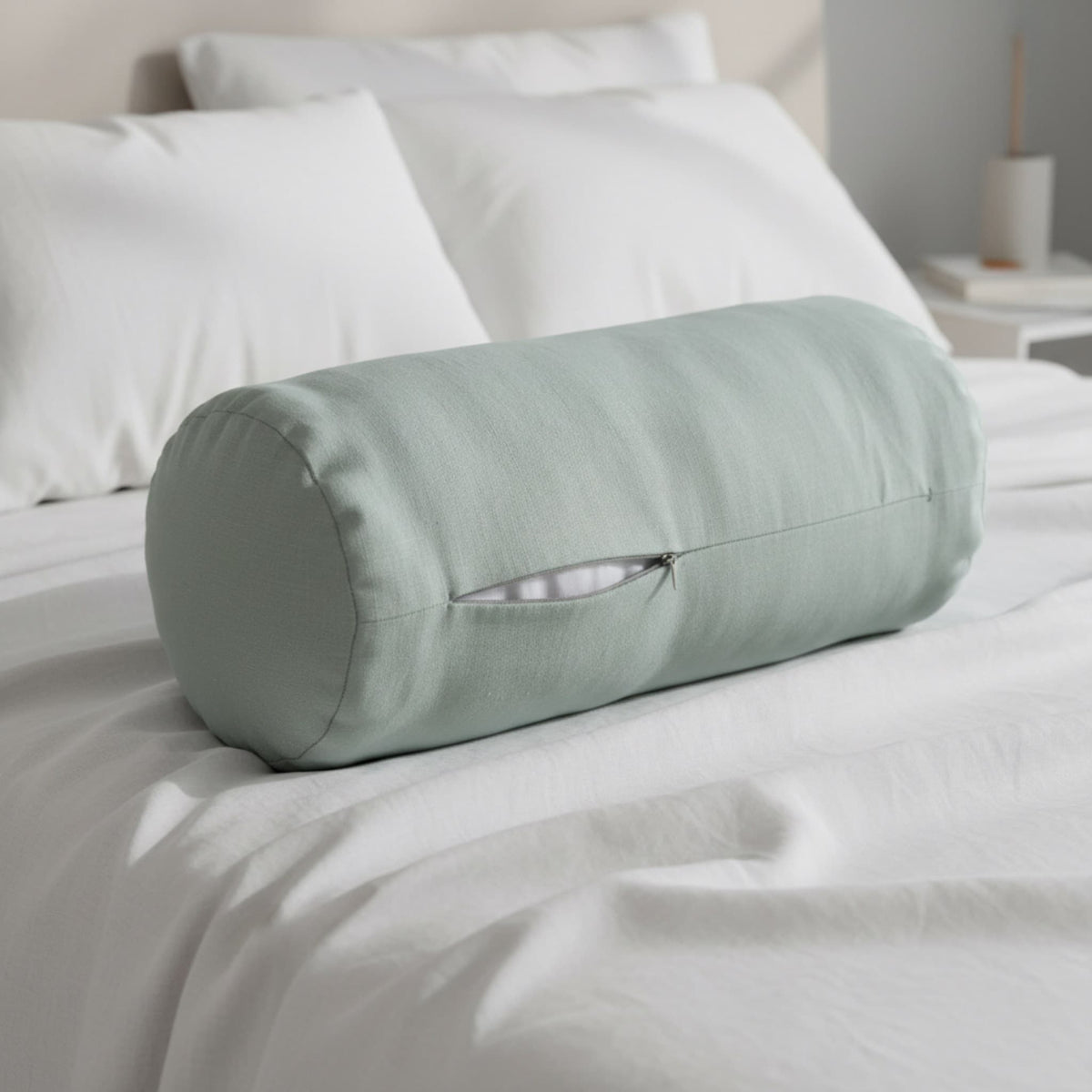 Linen Bolster Pillow Cover With Zipper, Linen Bolster Cover