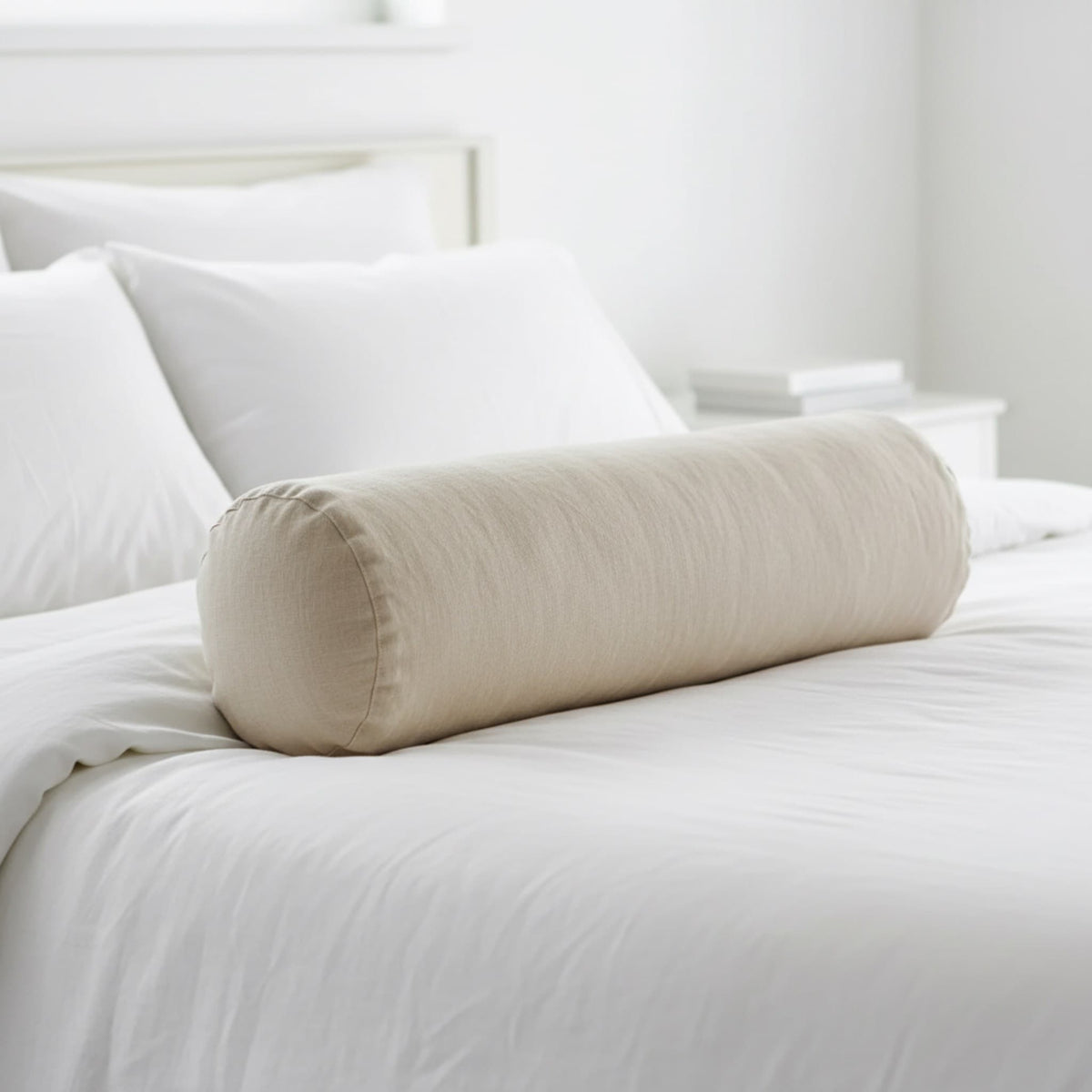 Linen Bolster Pillow Cover With Zipper, Linen Bolster Cover