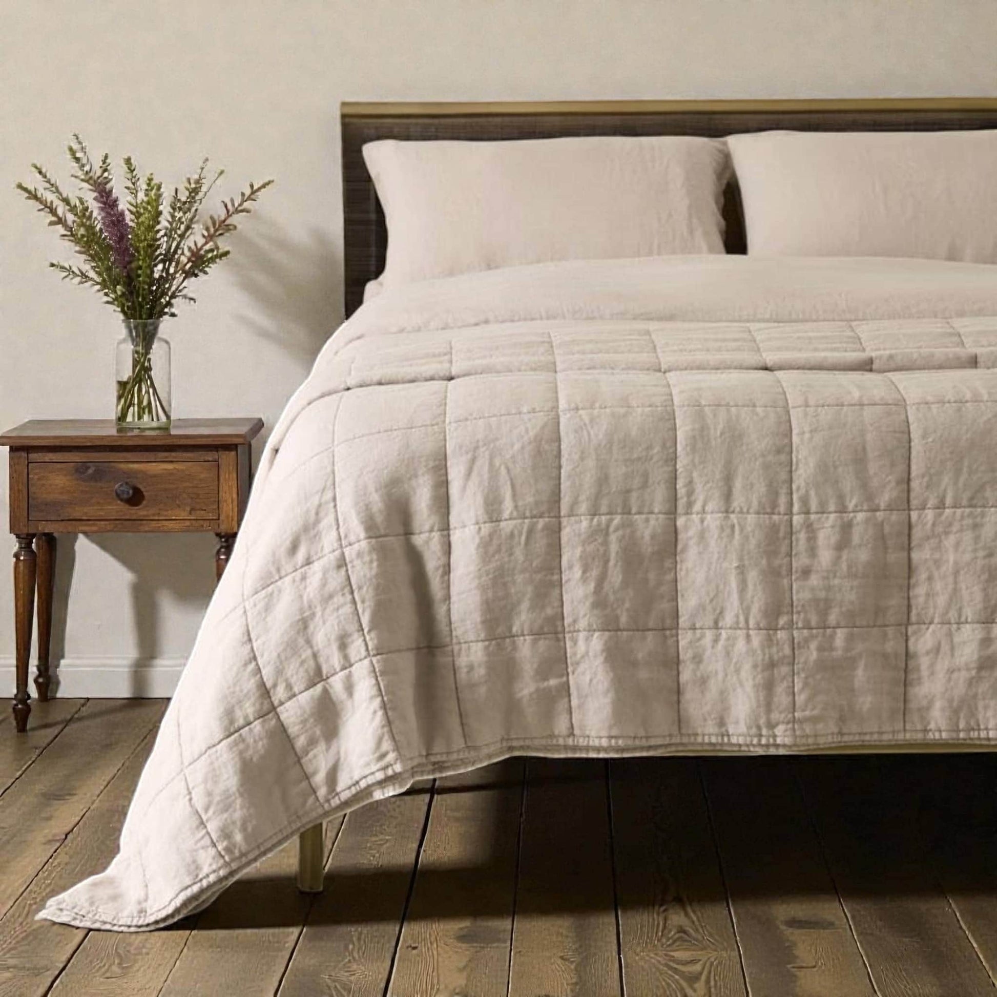 Linen Box Quilt, Lightweight Quilted Blanket