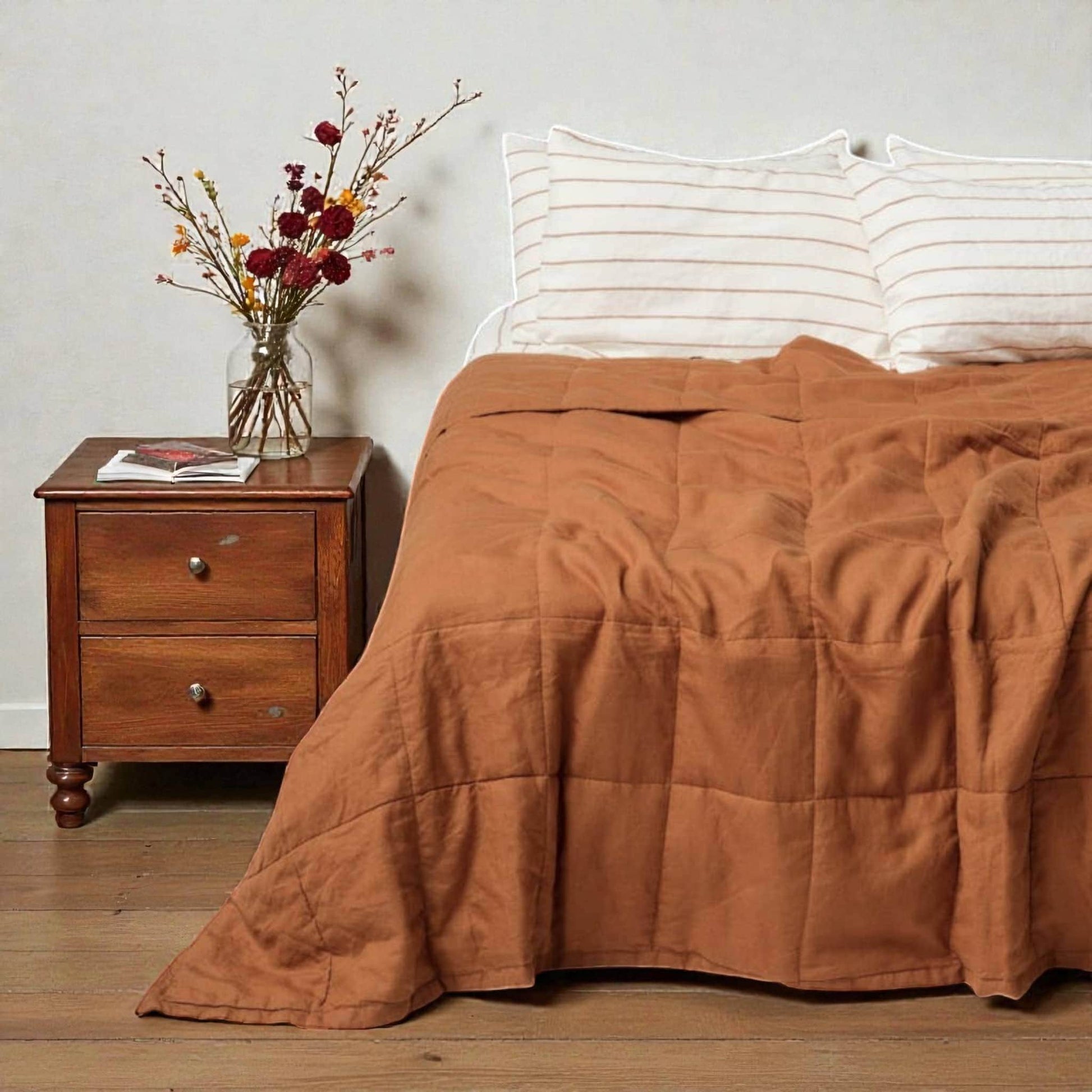 Linen Box Quilt, Lightweight Quilted Blanket