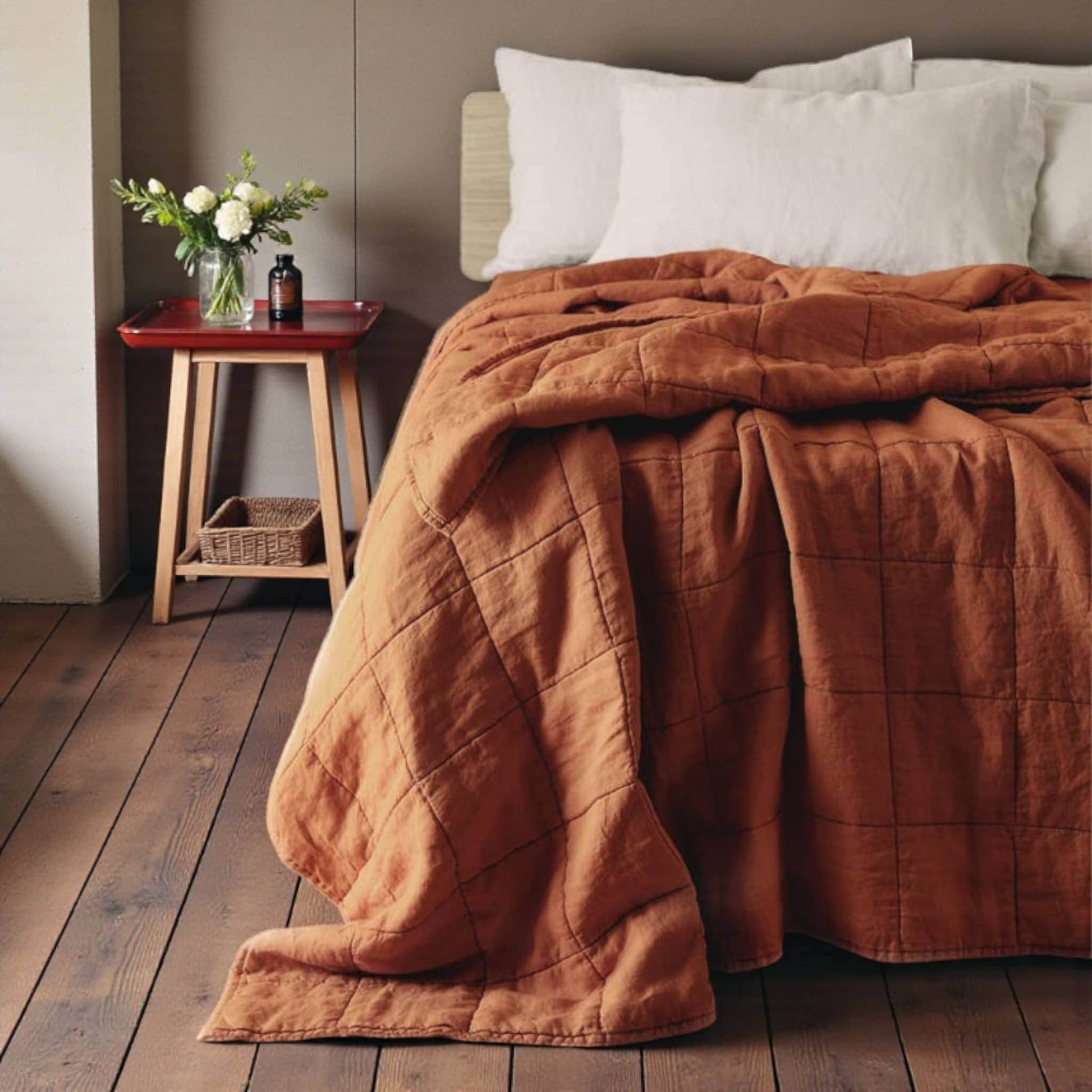 Linen Box Quilt, Lightweight Quilted Blanket