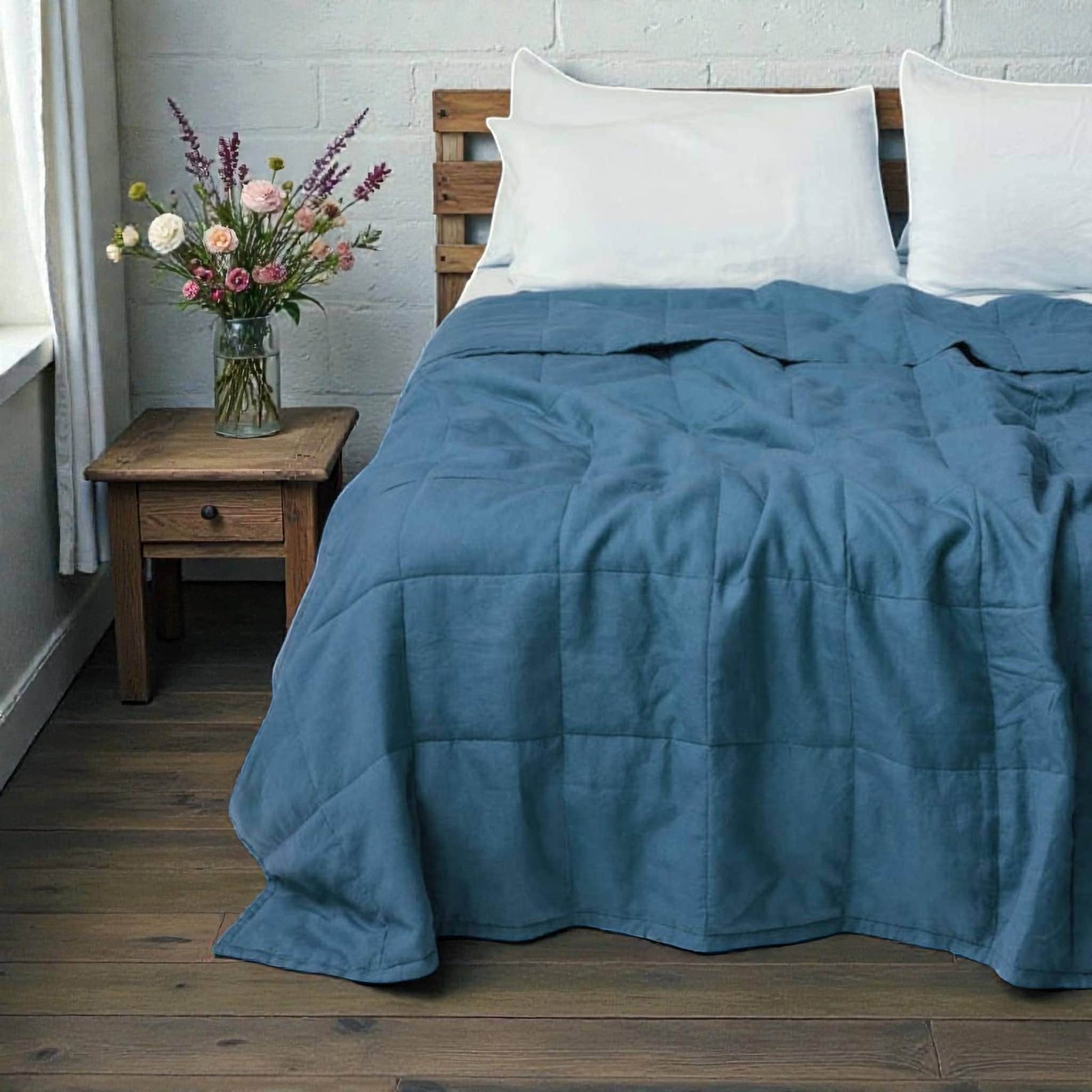 Linen Box Quilt, Lightweight Quilted Blanket