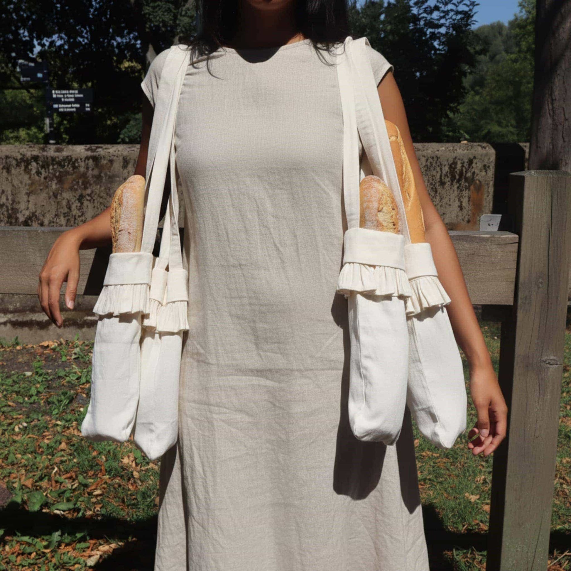 Linen Bread Bag, Ruffle Linen Bag For Bread