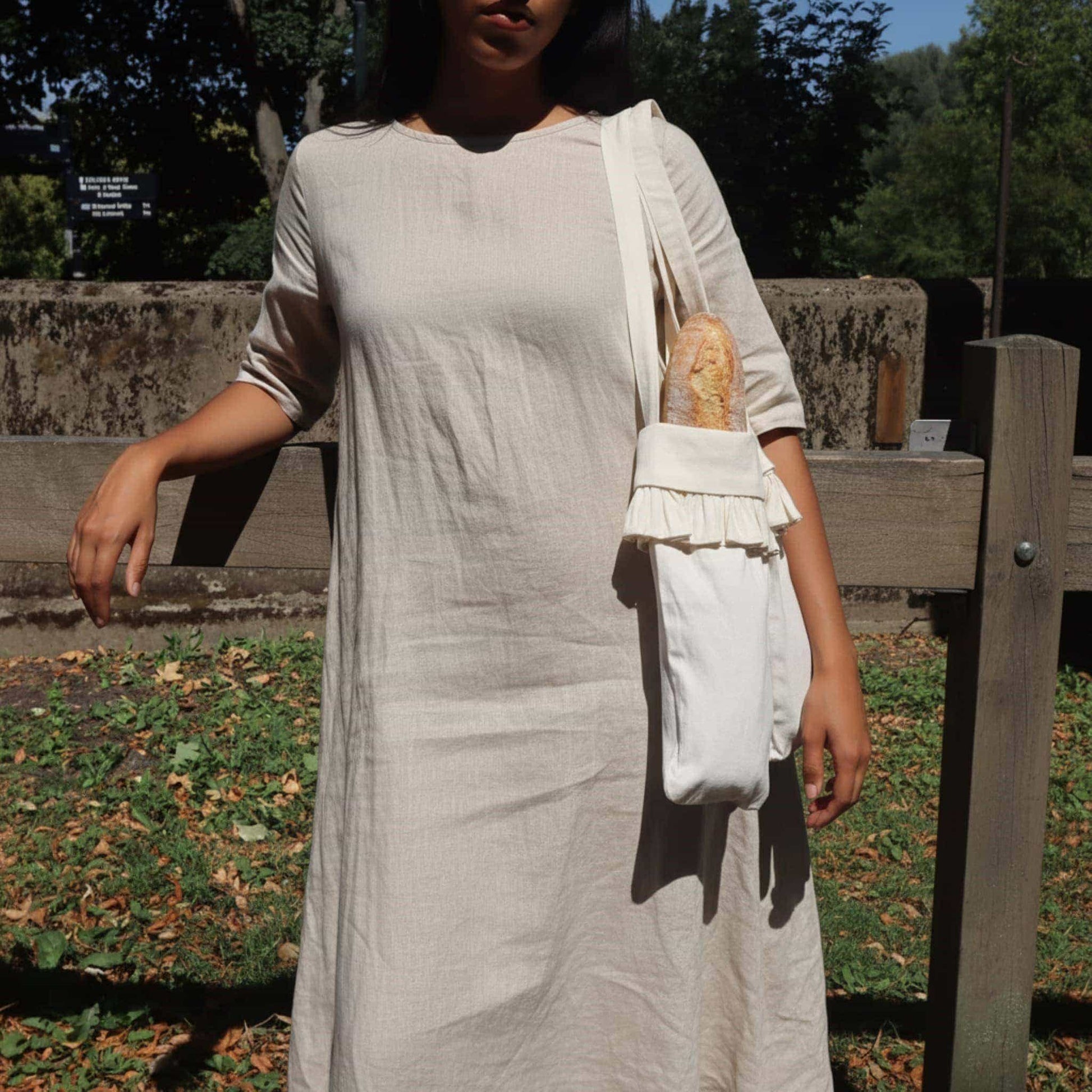 Linen Bread Bag, Ruffle Linen Bag For Bread