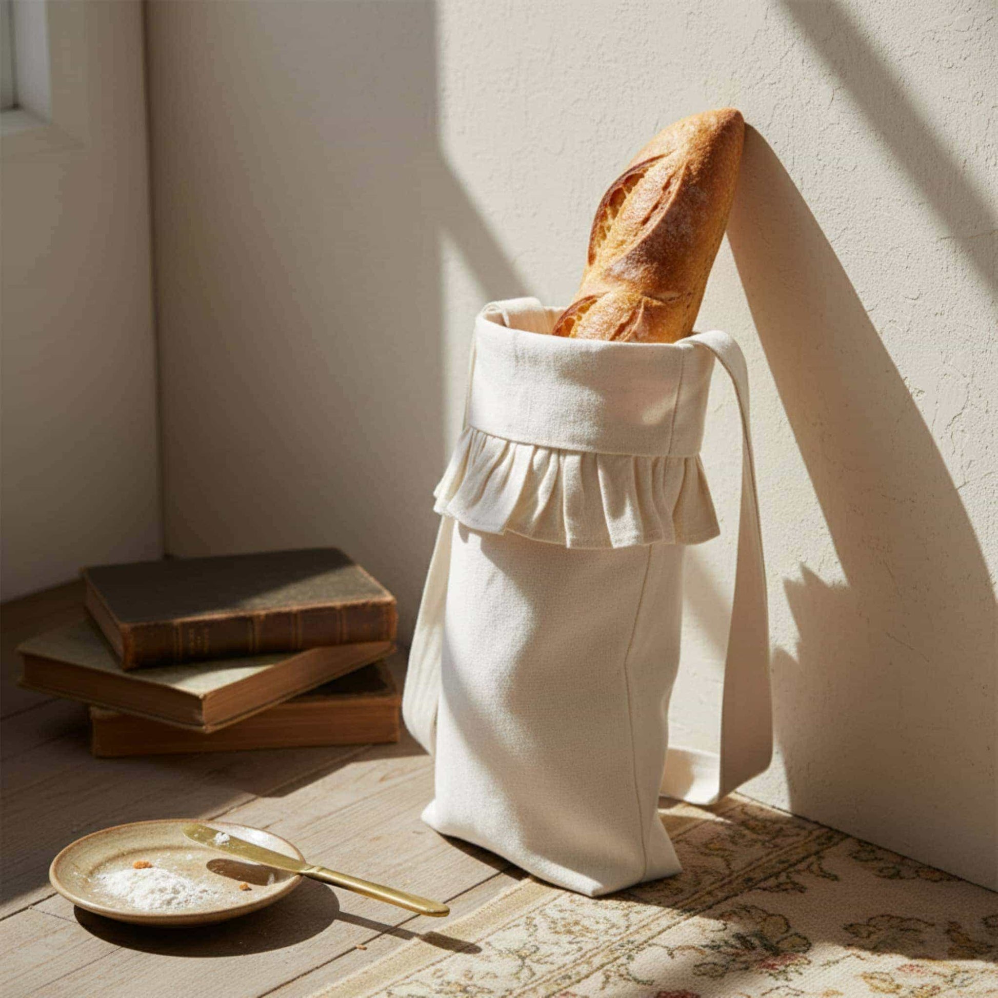 Linen Bread Bag, Ruffle Linen Bag For Bread