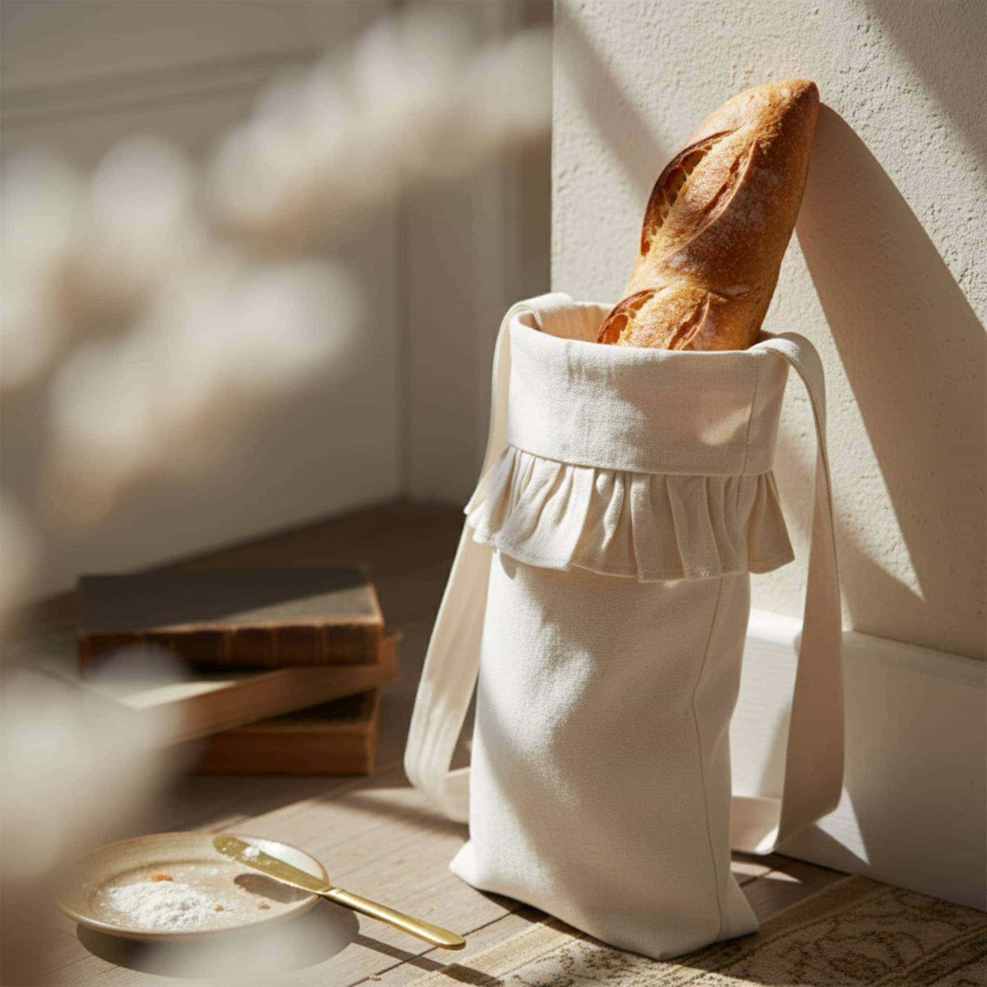 Linen Bread Bag, Ruffle Linen Bag For Bread