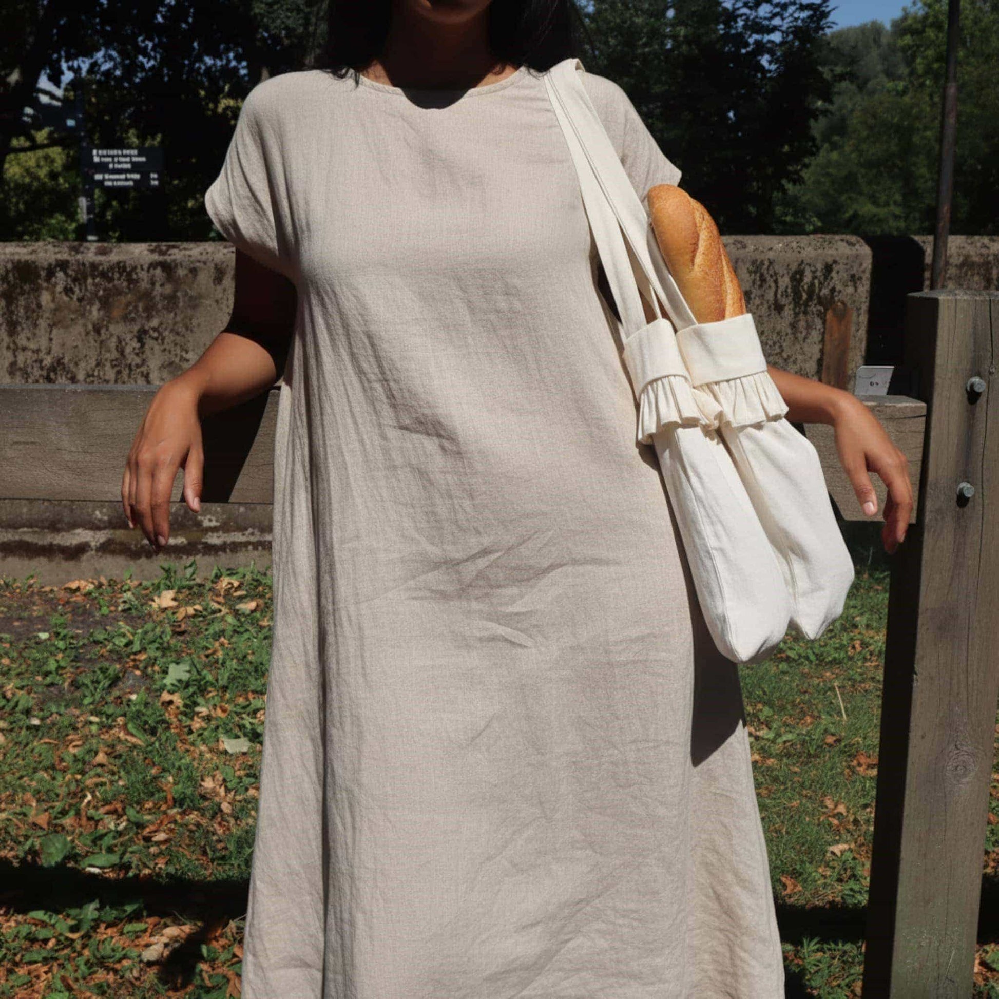Linen Bread Bag, Ruffle Linen Bag For Bread