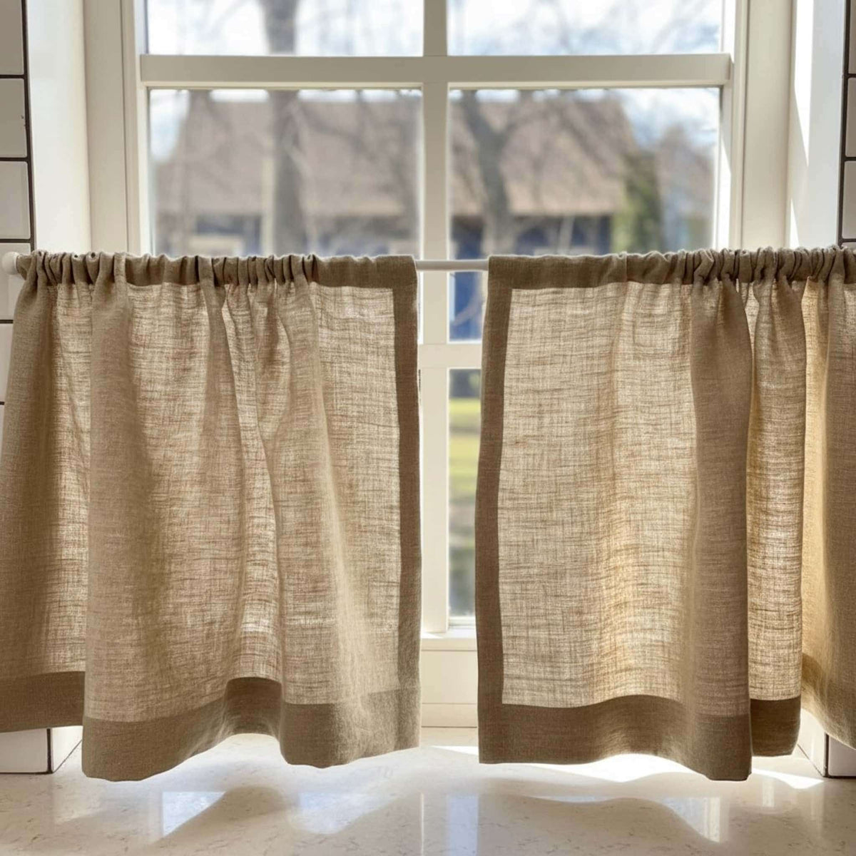 Linen Cafe Curtains For Kitchen​, Kitchen Window Curtains
