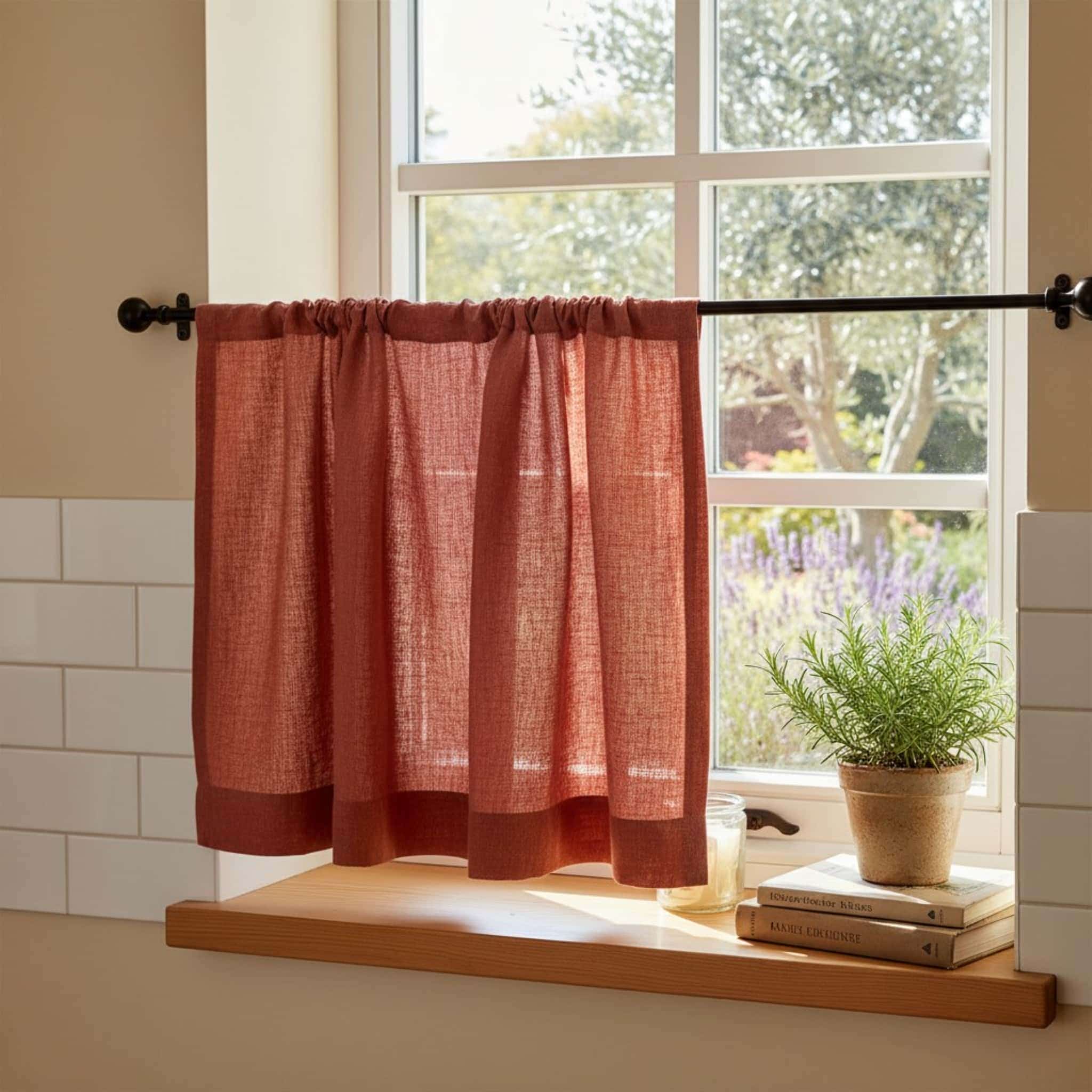 Linen Cafe Curtains For Kitchen​, Kitchen Window Curtains